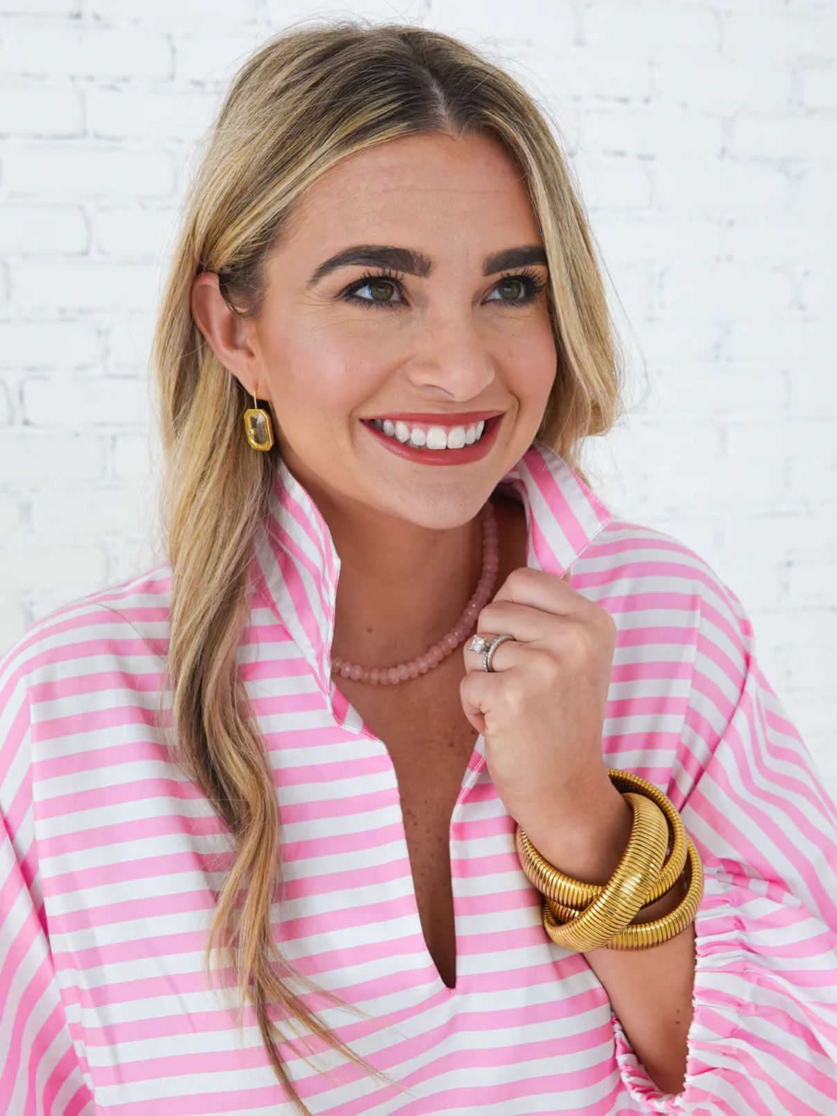 Caryn Lawn Betsy Dress in Pink Stripe