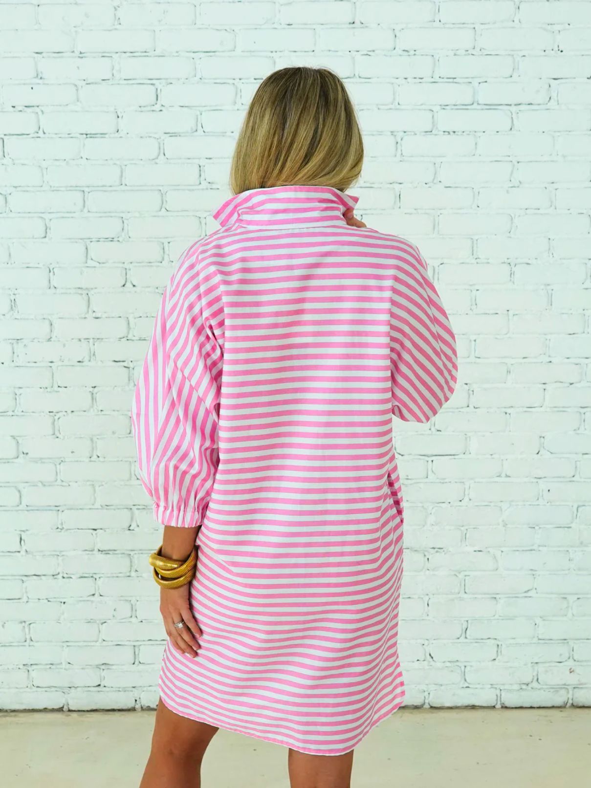 Caryn Lawn Betsy Dress in Pink Stripe