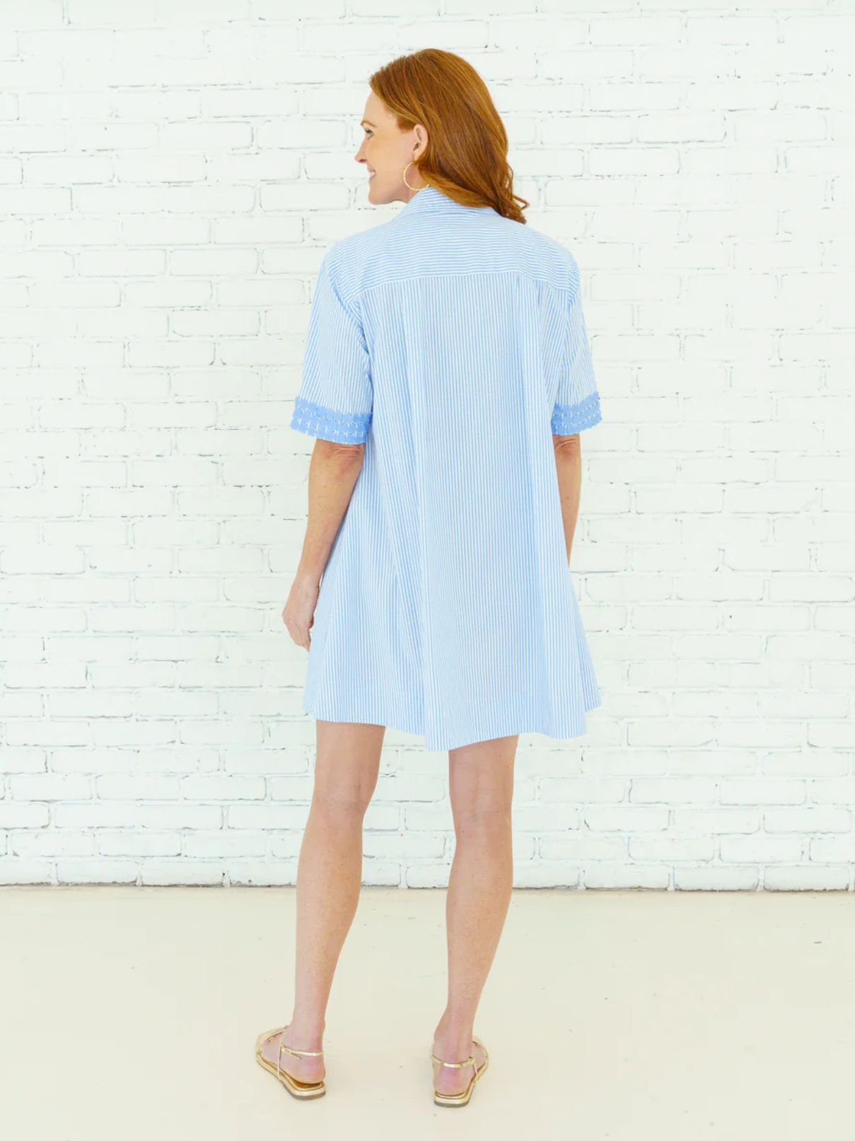 Caryn Lawn Penny Dress in Blue Stripe