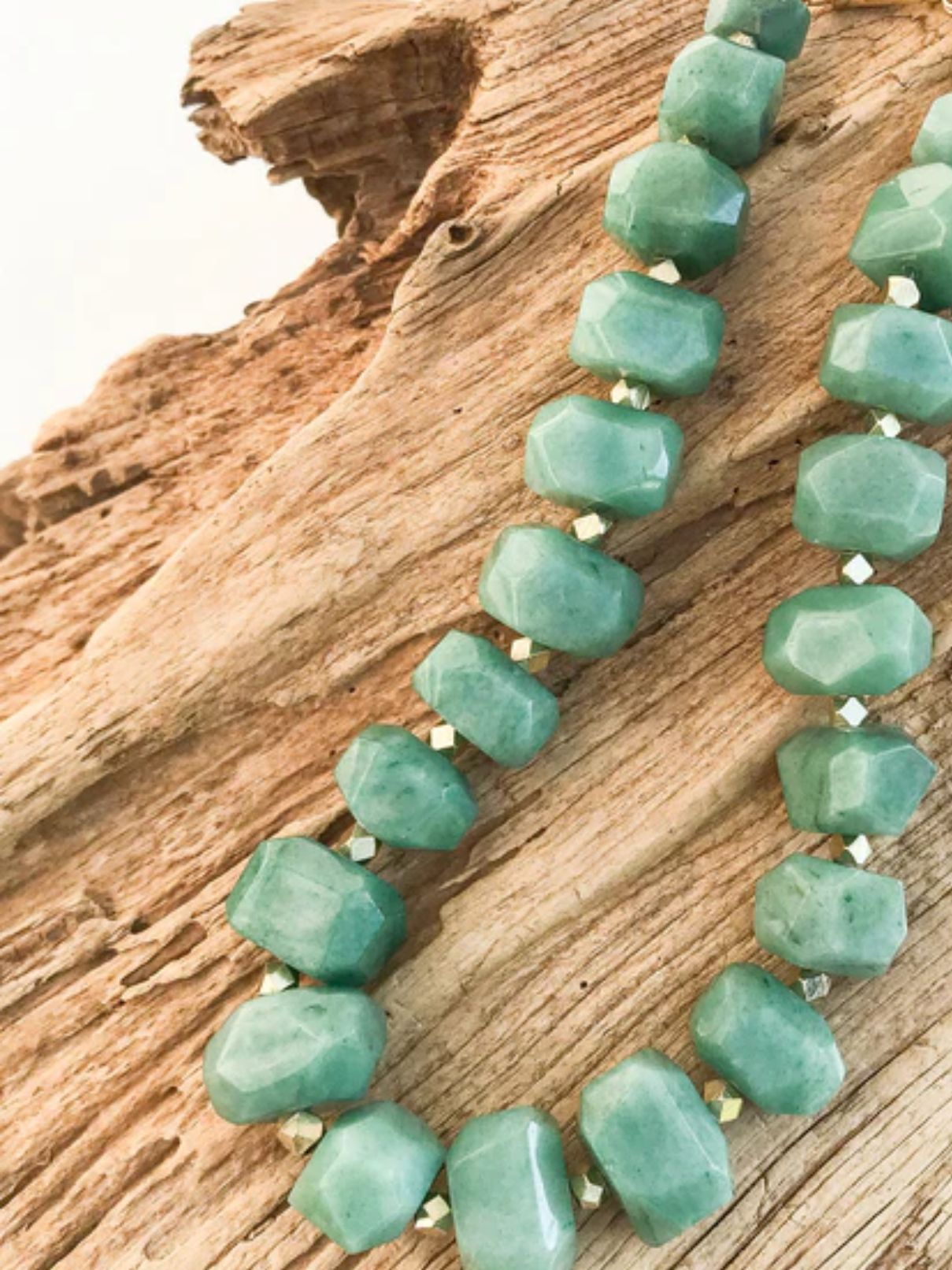 Chunk Statement Brass Necklace in Aventurine