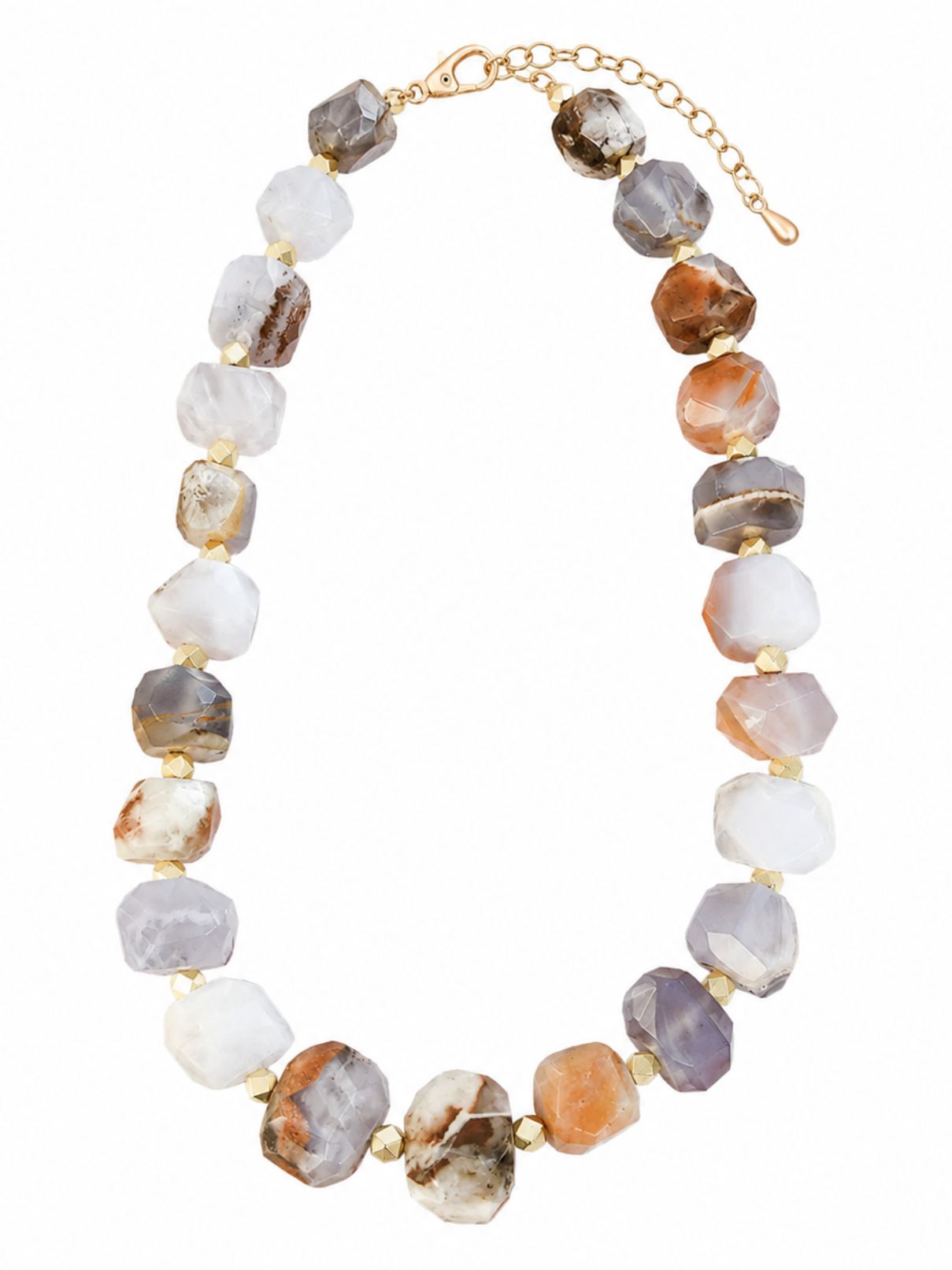 Chunk Statement Brass Necklace in Chalcedony