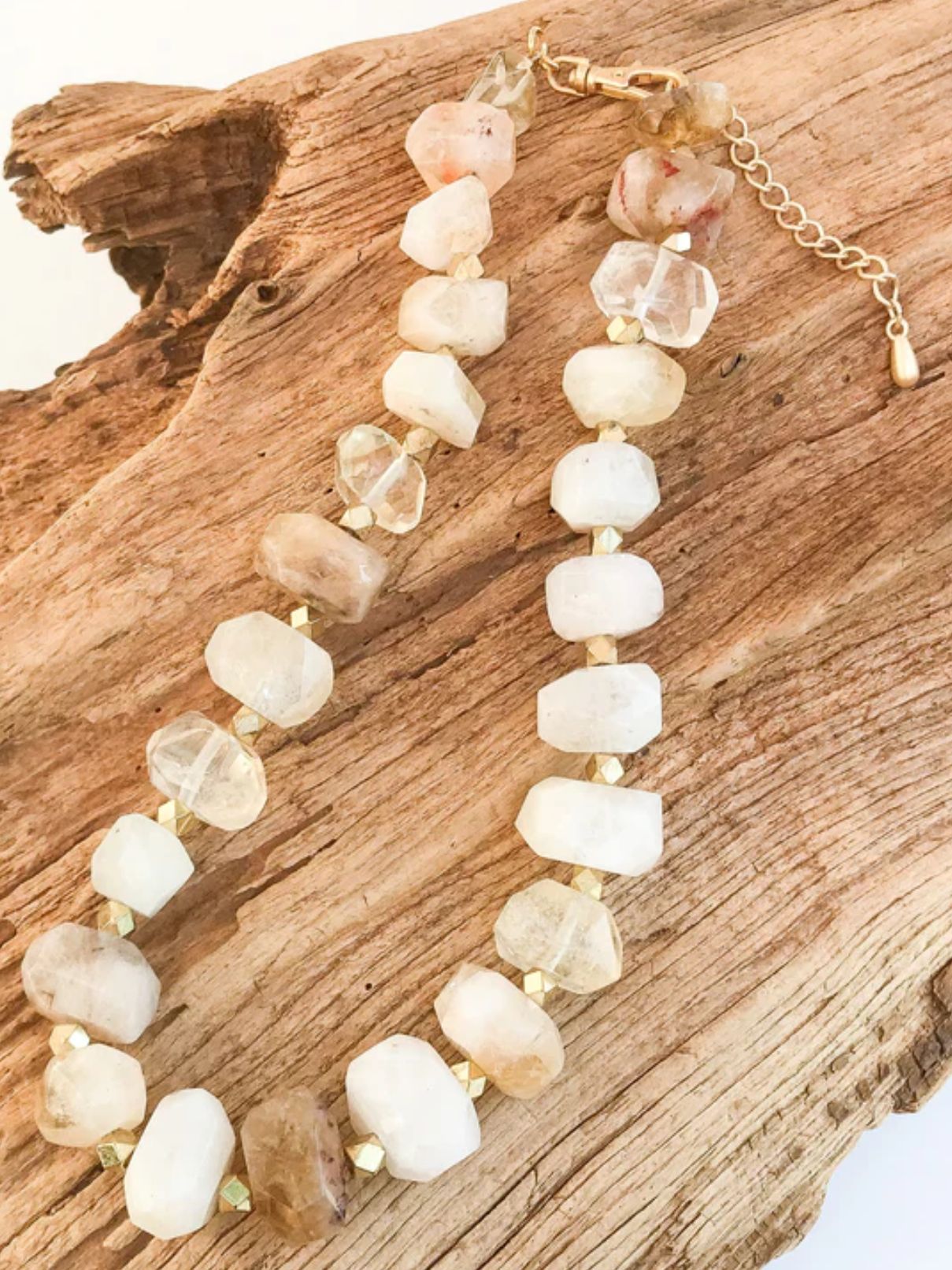 Chunk Statement Brass Necklace in Citrine