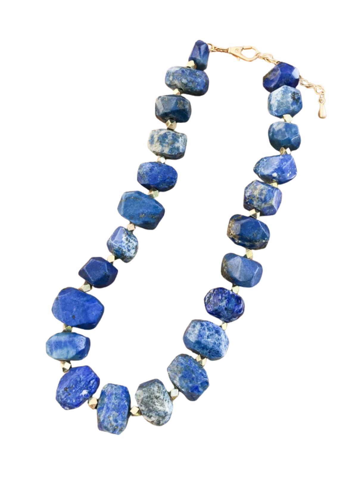 Chunky Statement Brass Necklace – Lapis