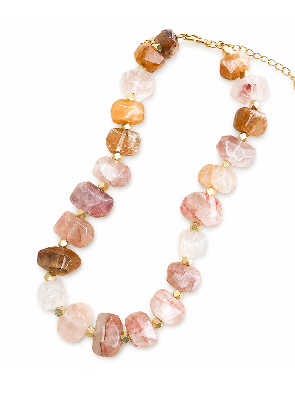 Chunky Statement Brass Necklace – Sponge Coral