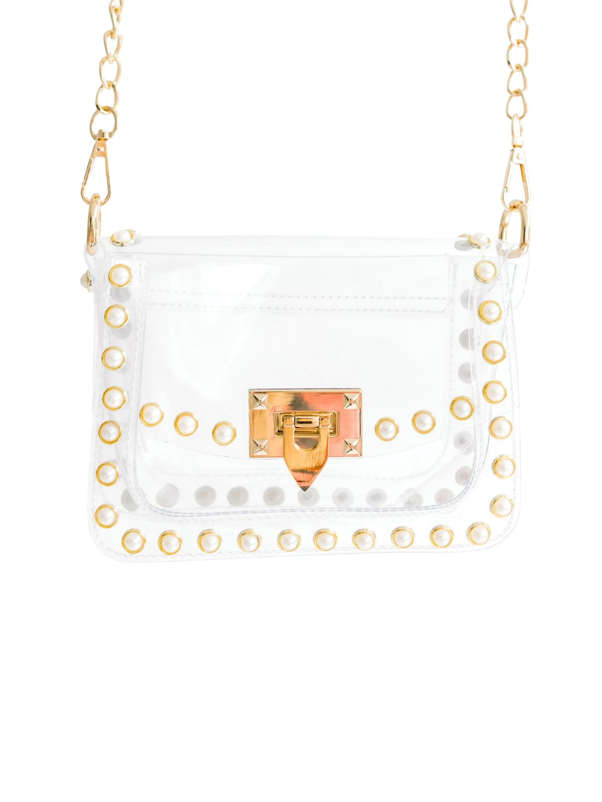 Clearly Handbags Clear Stadium Bag with Pearls 