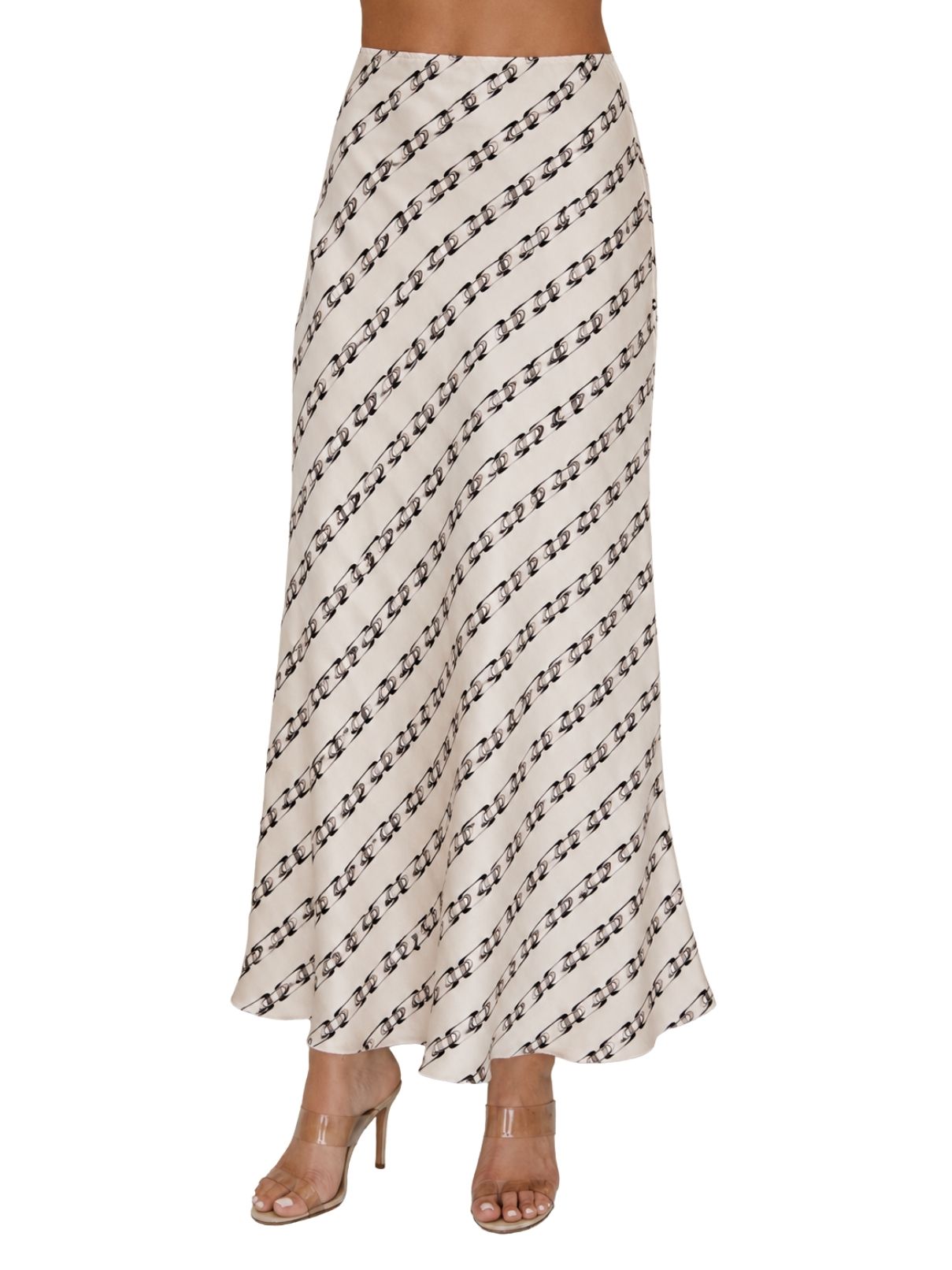 Cotton Island Chain Link Print Silky Maxi Skirt
