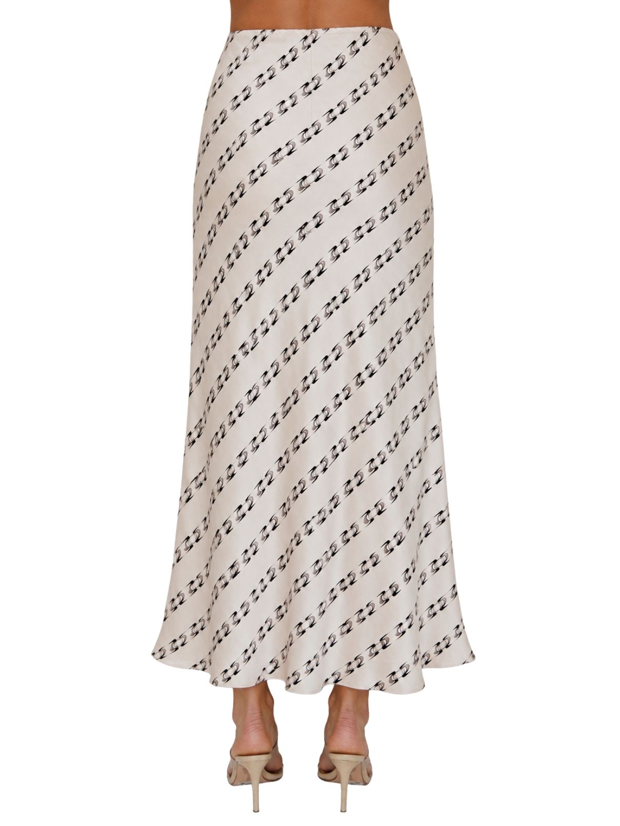 Cotton Island Chain Link Print Silky Maxi Skirt