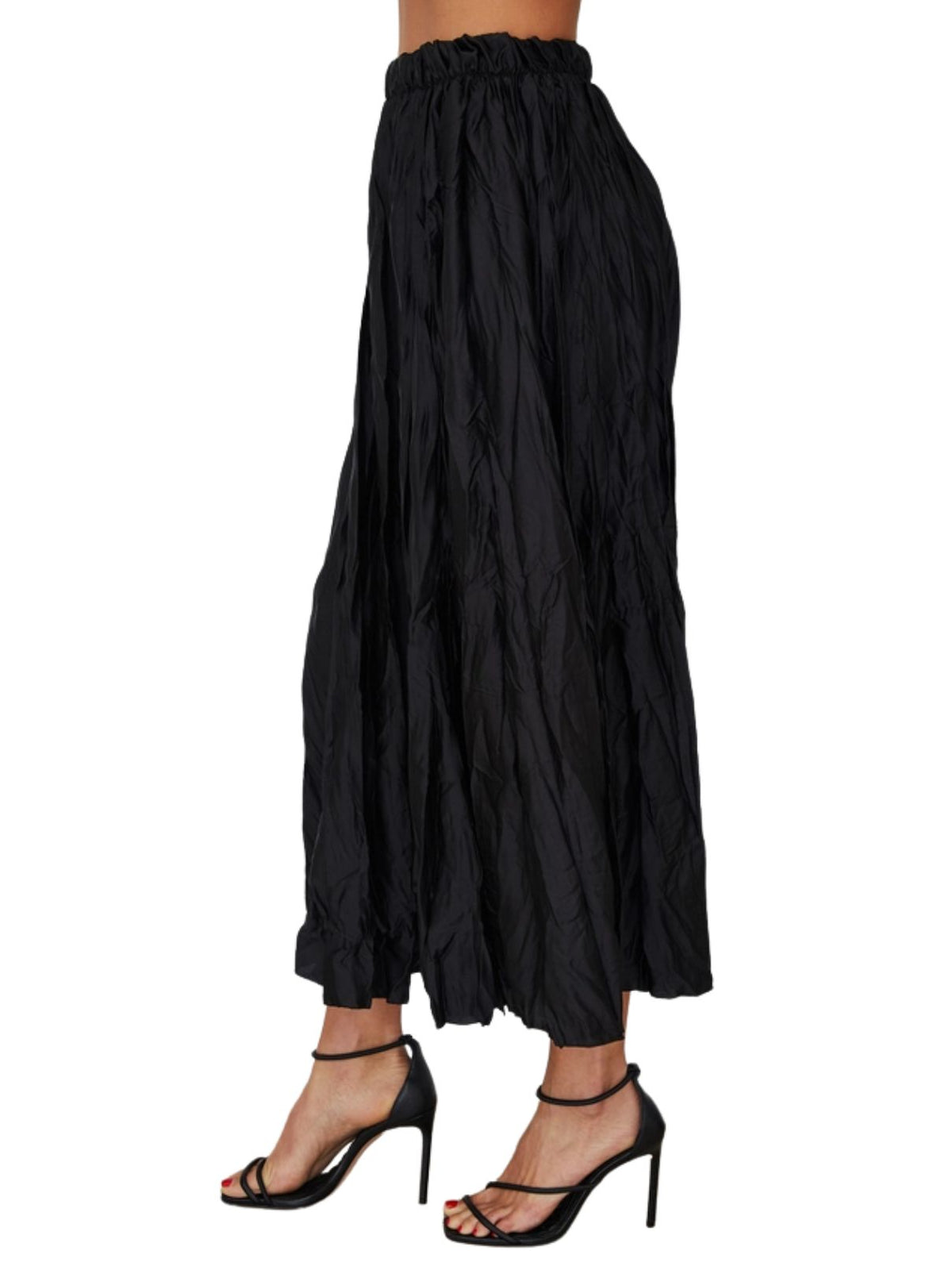 Cotton Island Crinkle Maxi Skirt – Black