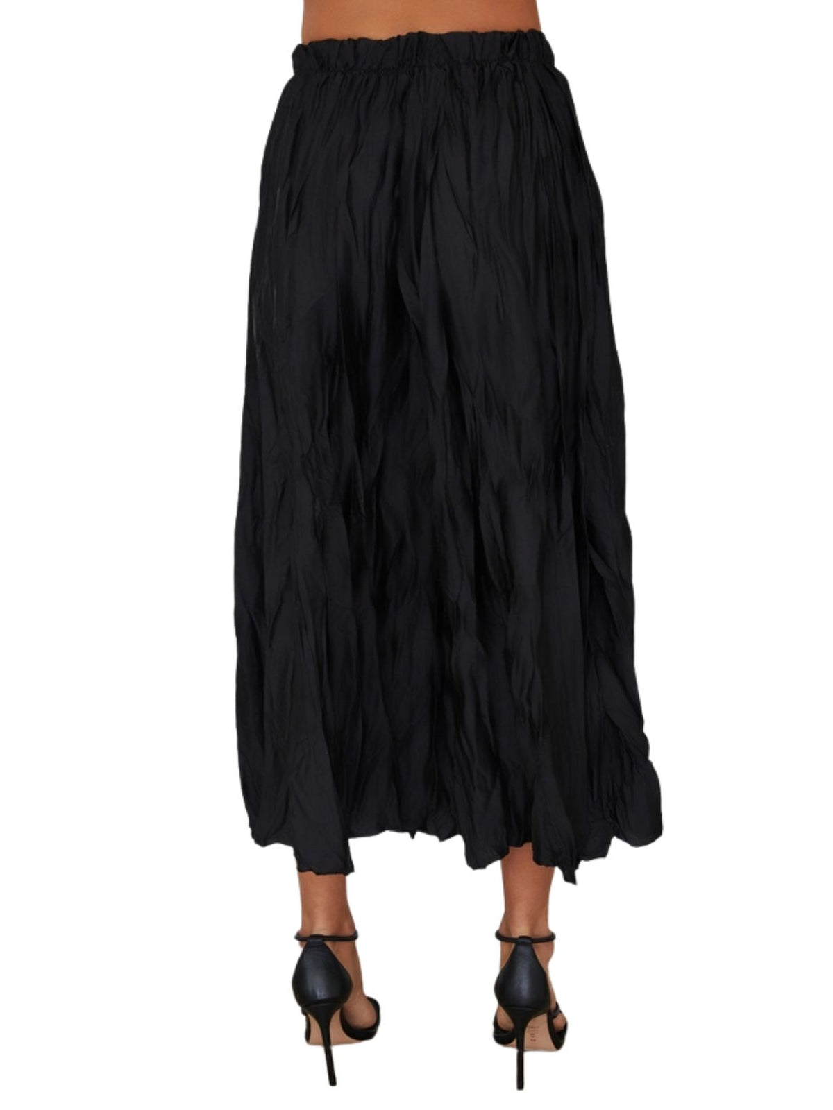 Cotton Island Crinkle Maxi Skirt – Black