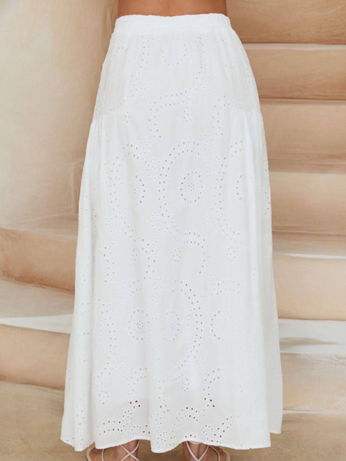 Cotton Island Eyelet Maxi Skirt in White