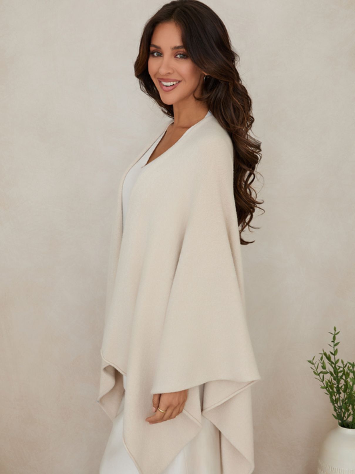 Cotton Island Knit Dolman Cardigan in Beige