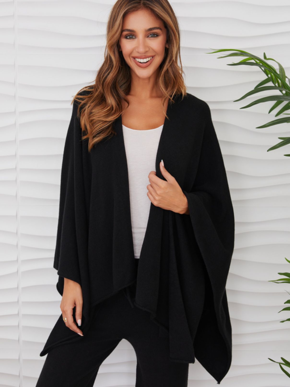 Cotton Island Knit Dolman Cardigan in Black