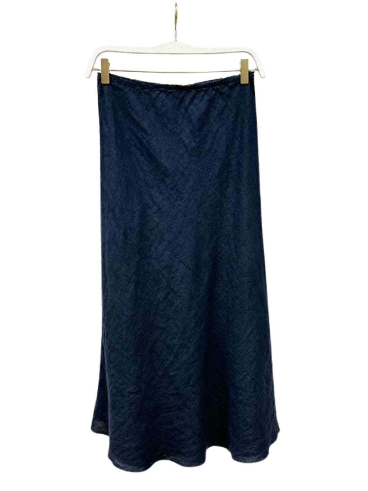 Cotton Island Linen Lace Trim Maxi in Navy