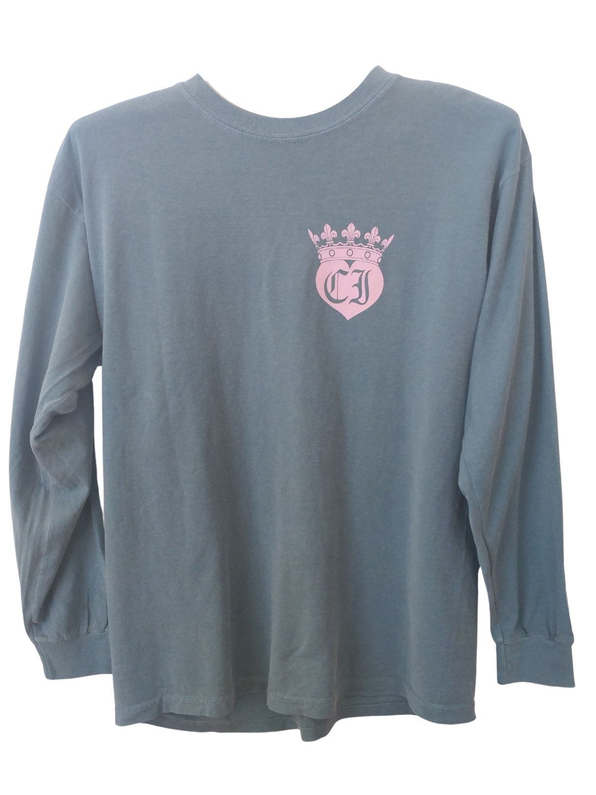 Cotton Island Long Sleeve Ice Blue Tee with Pink and Lime