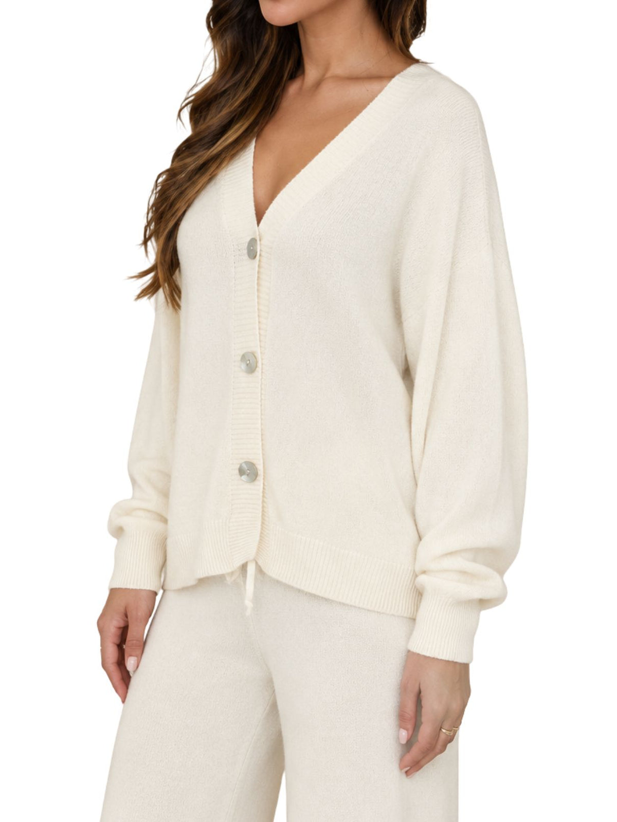 Cotton Island Oversize Cozy Button Down Knit Cardigan – Panna Cotta