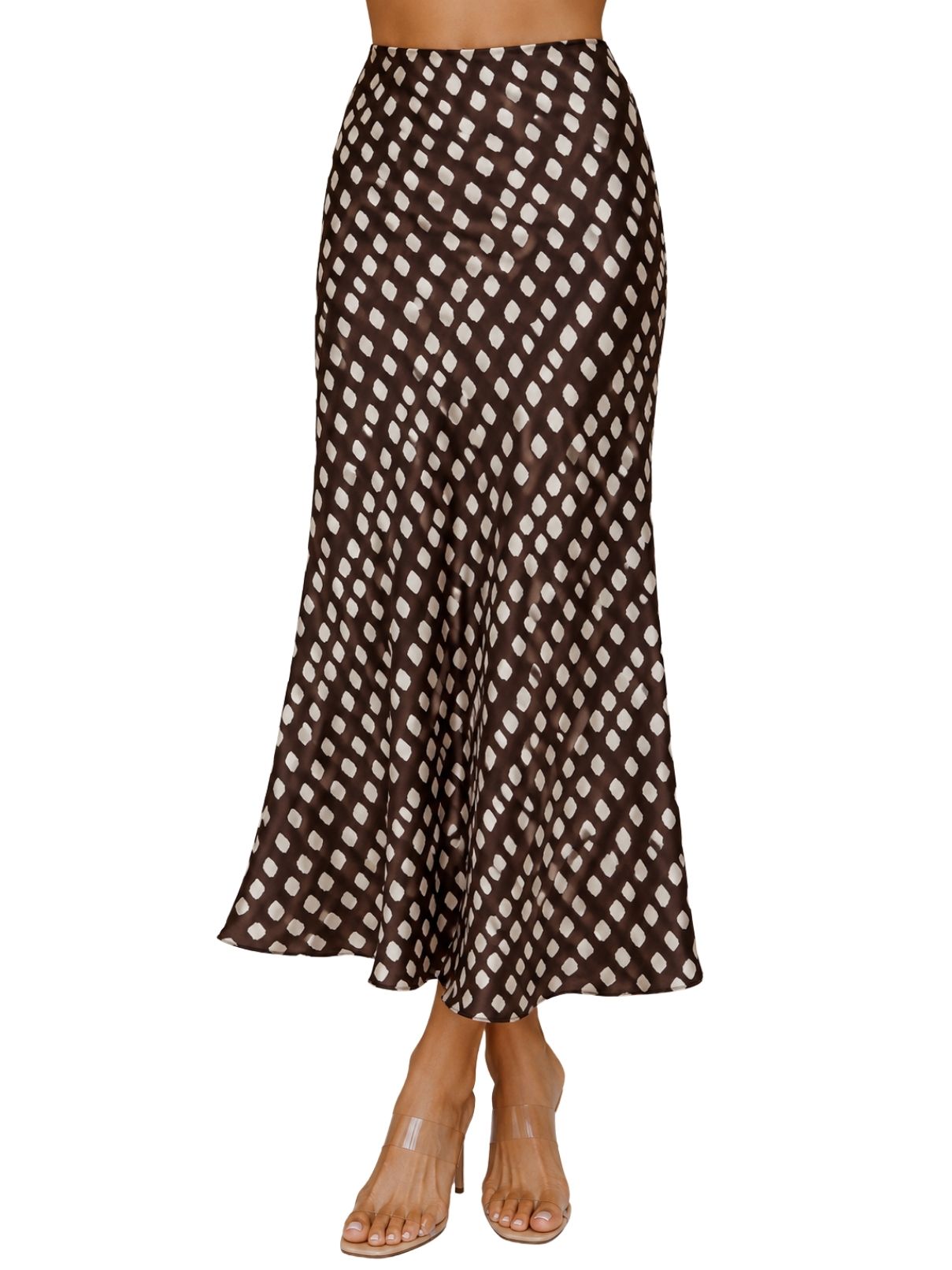 Cotton Island Pixel Dot Silky Slip Skirt – Chocolate Deer Print
