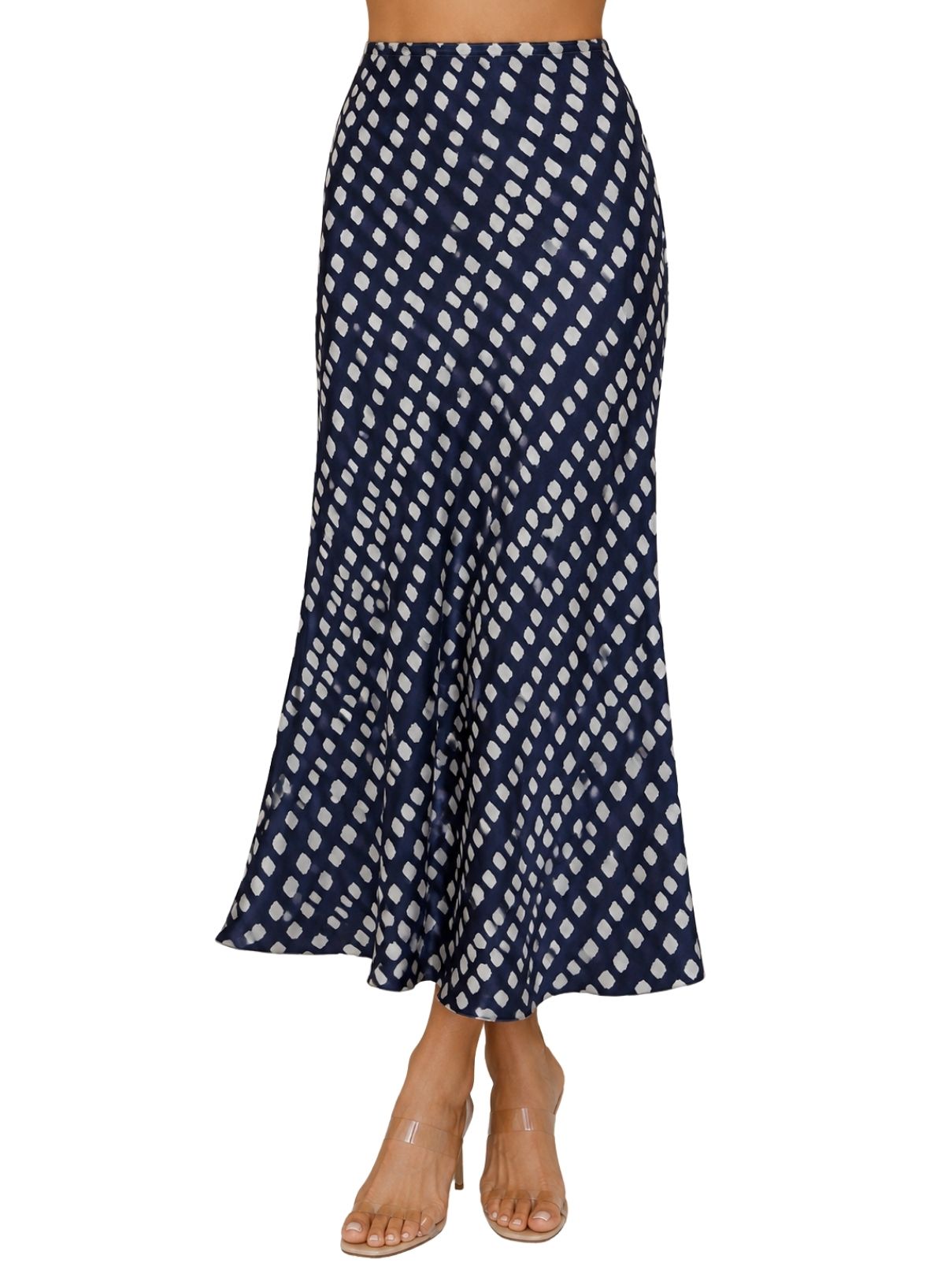 Cotton Island Pixel Dot Silky Slip Skirt – Navy Deer Print