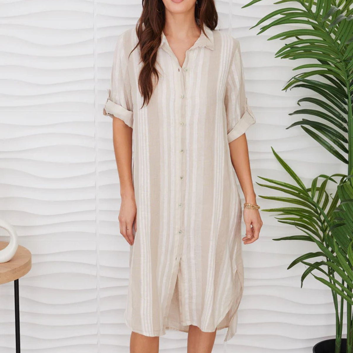 cotton tunic dresses women Aohooy Women Cotton Dresses V Neck Button Down 3/4 Length Sleeve Summer Tunic Dresses Gauze Midi Dress with Pockets 2026 Purple,XXL, Women's, Size: