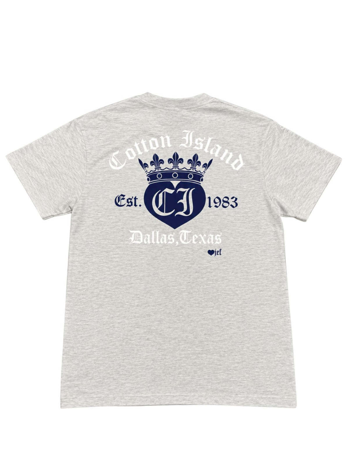 Cotton Island Tee in Ash with Navy/White