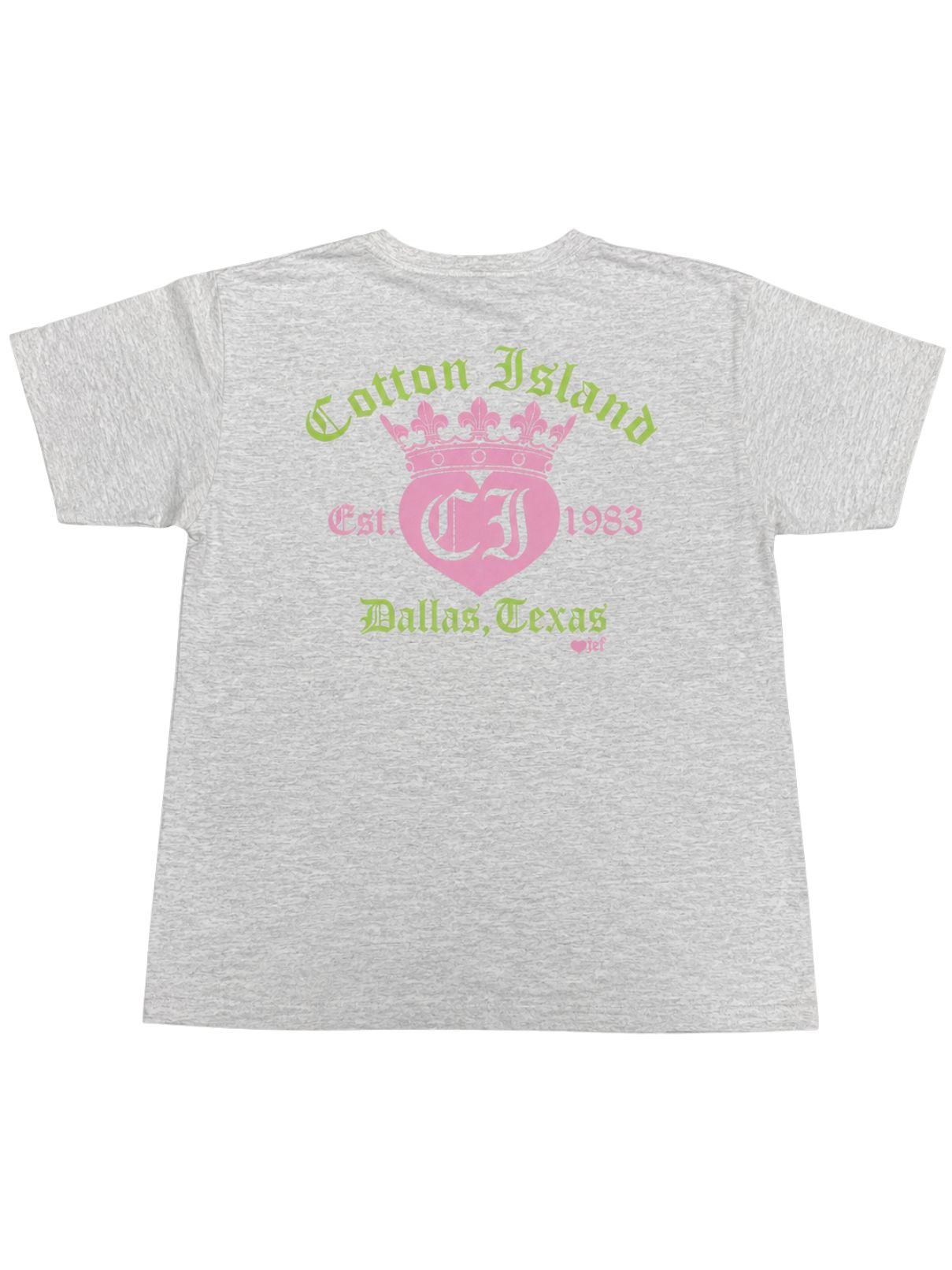 Cotton Island Tee in Ash with Pink/Lime