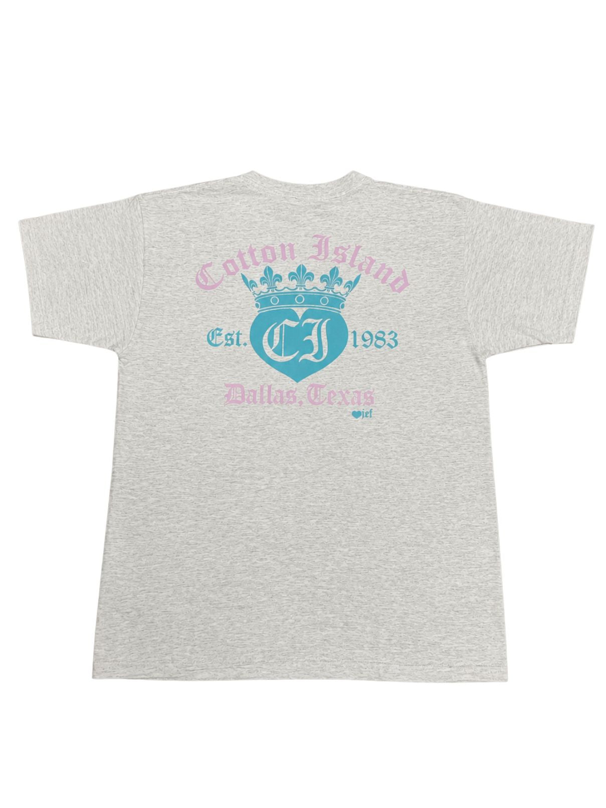 Cotton Island Tee in Ash with Turquoise/Lavender Orchid