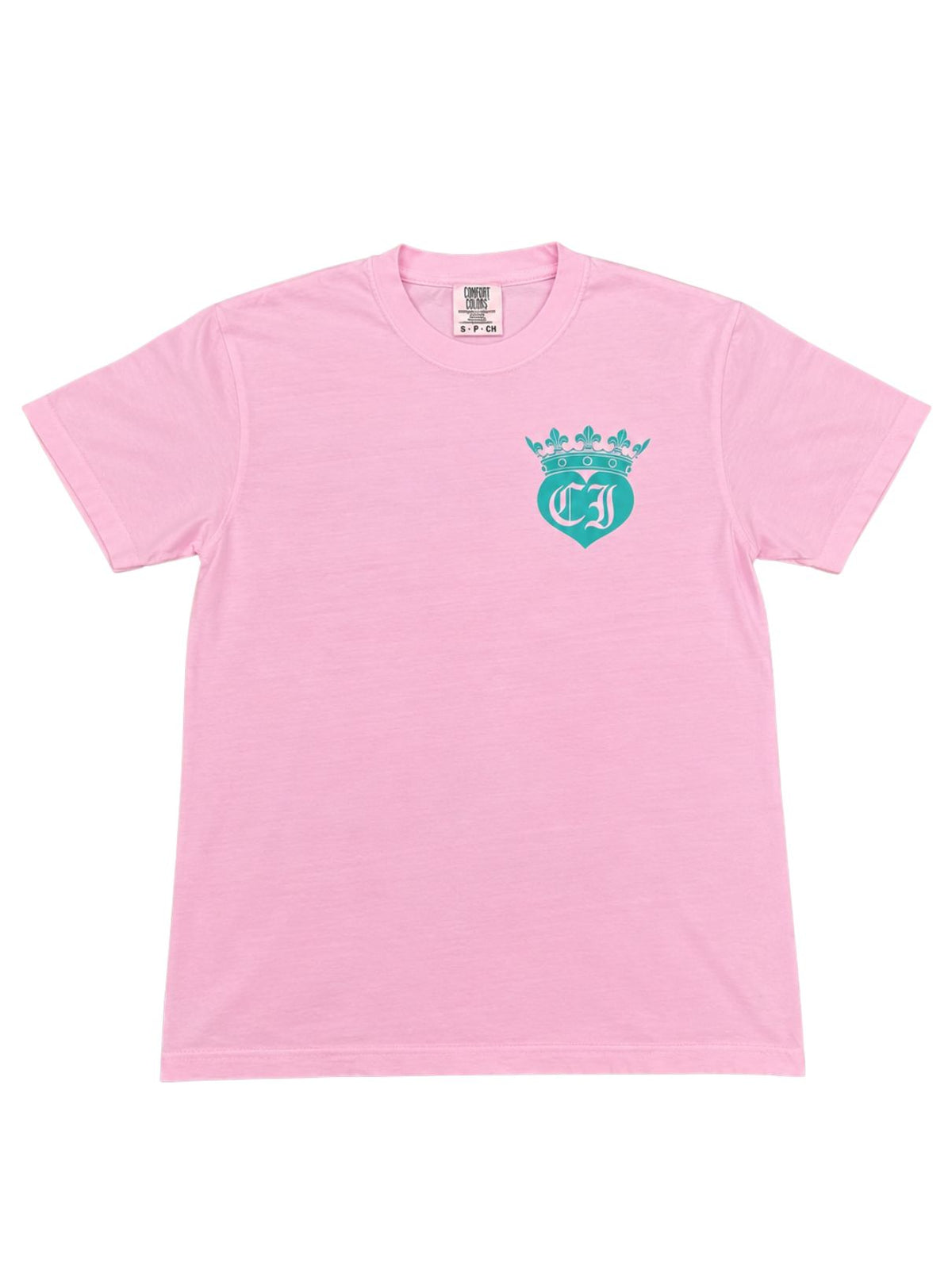 Cotton Island Tee in Blossom with Aqua/White