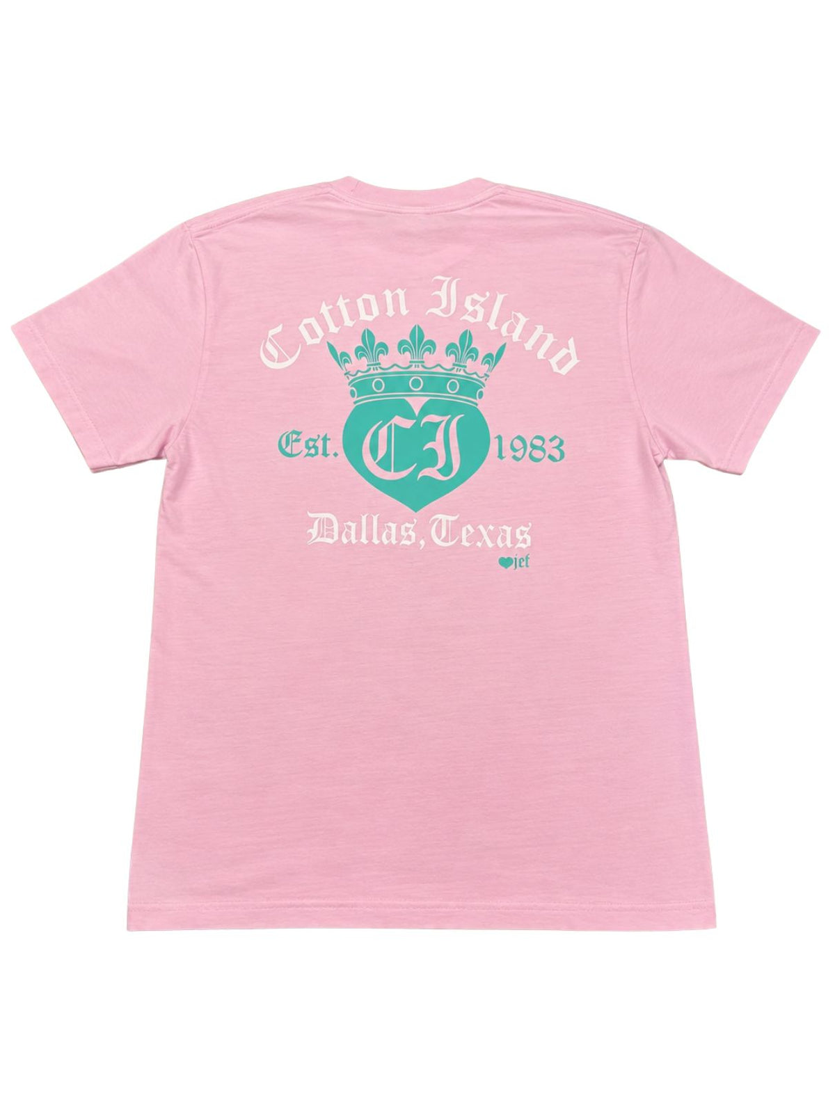 Cotton Island Tee in Blossom with Aqua/White