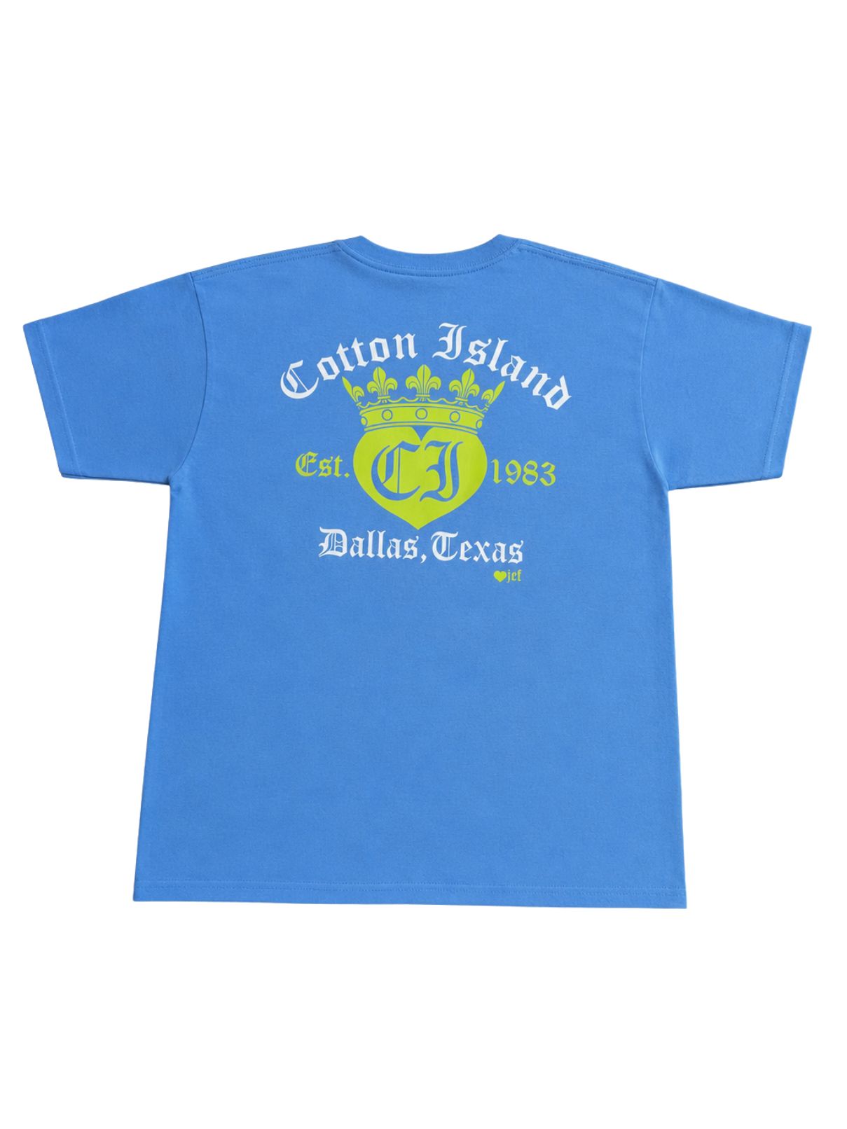 Cotton Island Tee in Carolina Blue with Lime/White