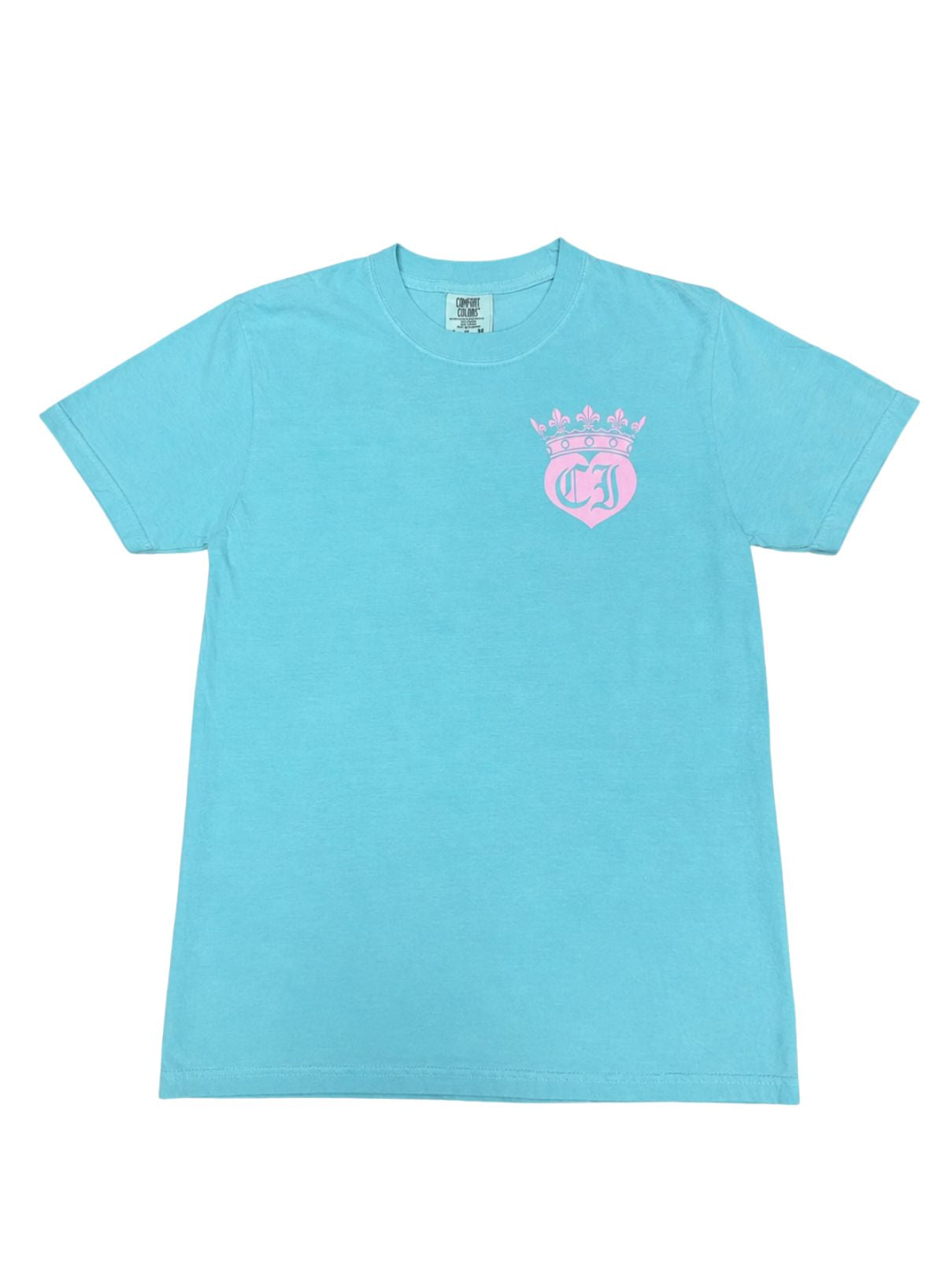 Cotton Island Tee in Chalky Mint with Pink/White