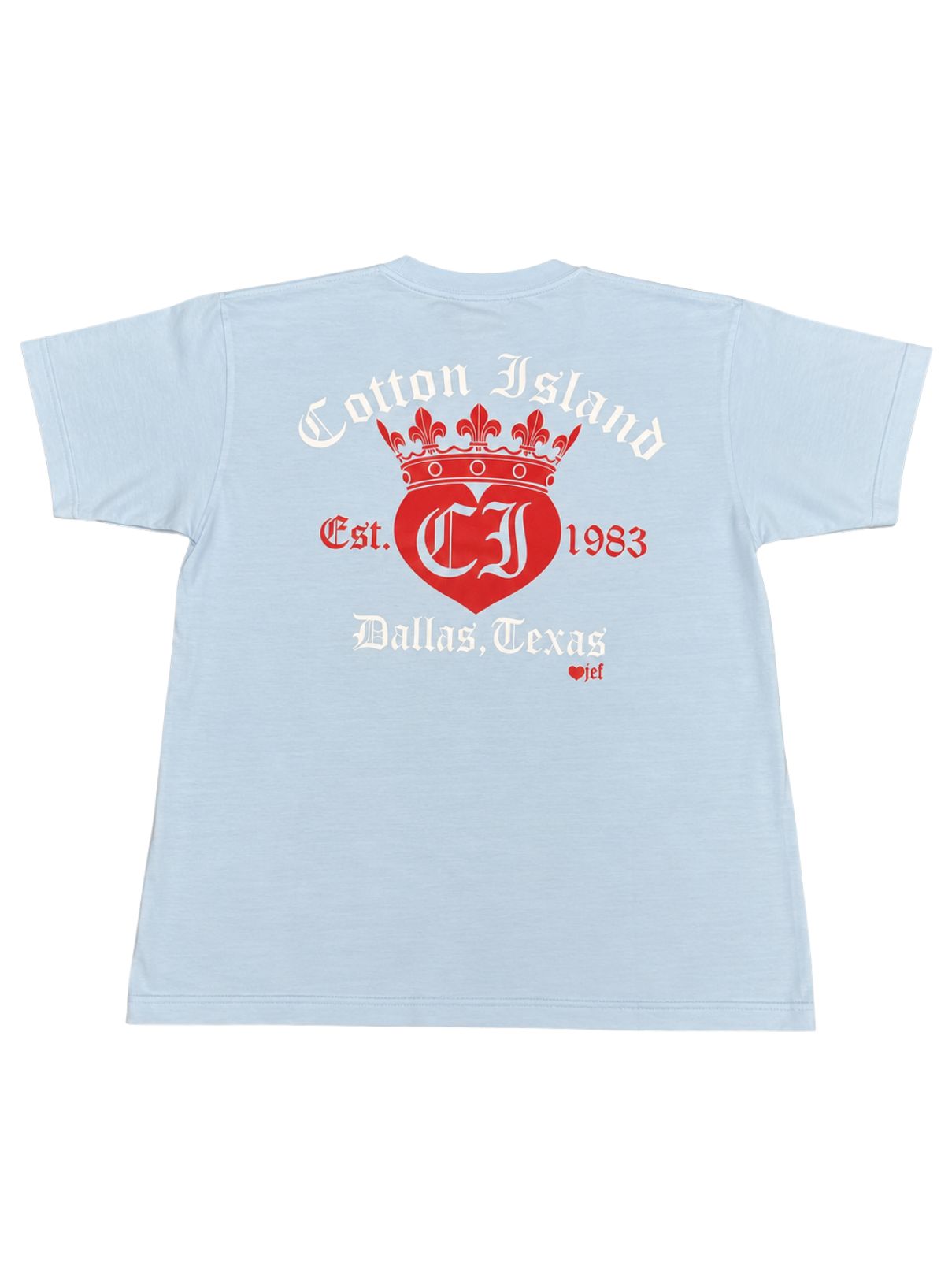 Cotton Island Tee in Chambray with Coral/White