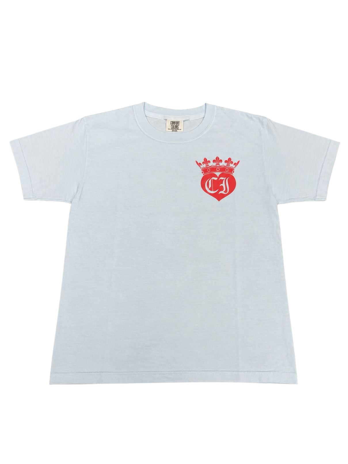 Cotton Island Tee in Chambray with Coral/White
