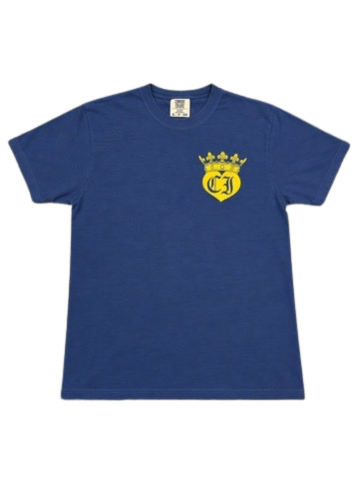 Cotton Island Tee in China Blue with Yellow/White