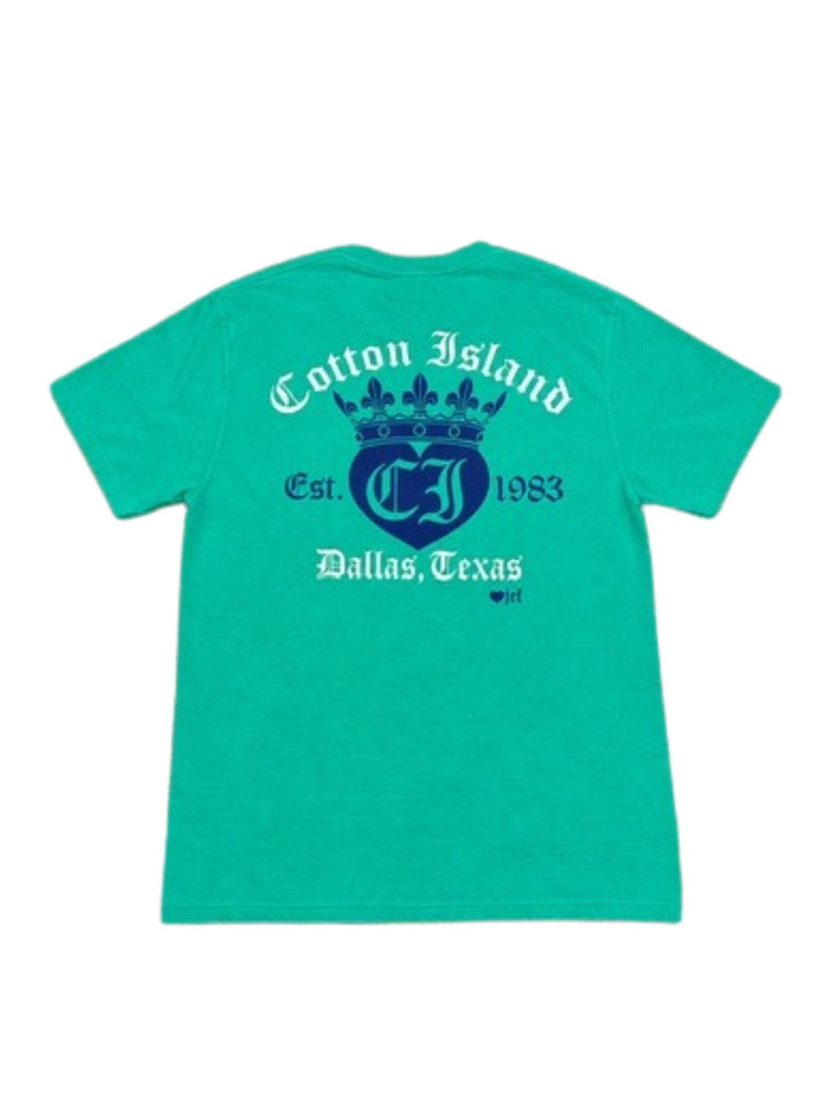 Cotton Island Tee in Island Green with Navy/White