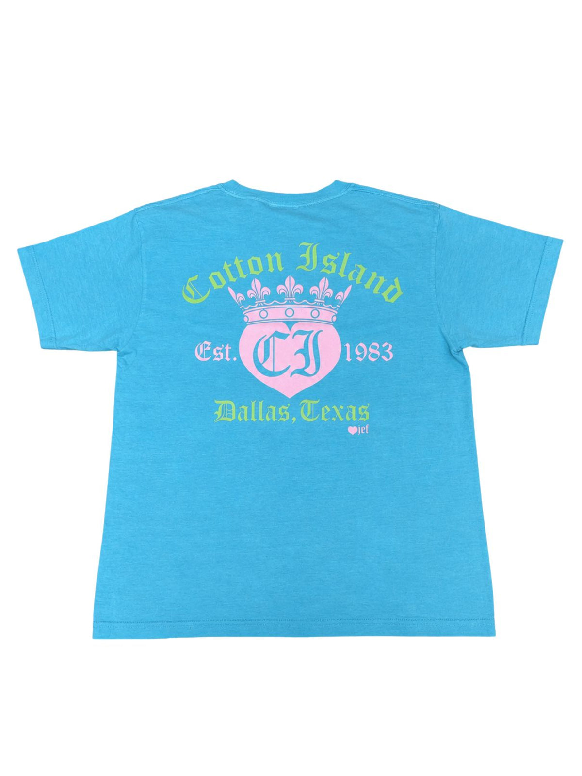 Cotton Island Tee in Lagoon with Pink/Lime