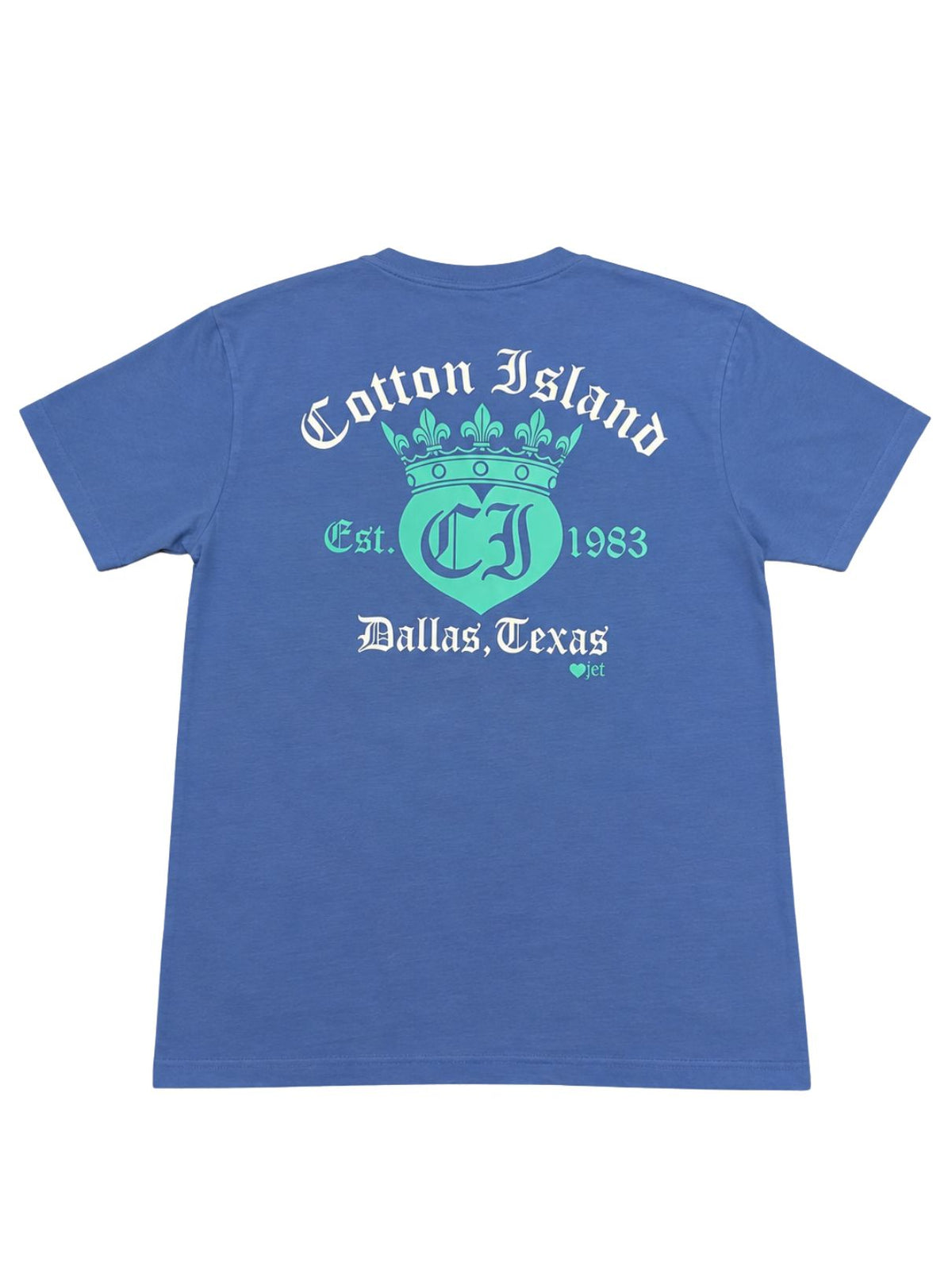 Cotton Island Tee in Mystic Blue with Turquoise/White