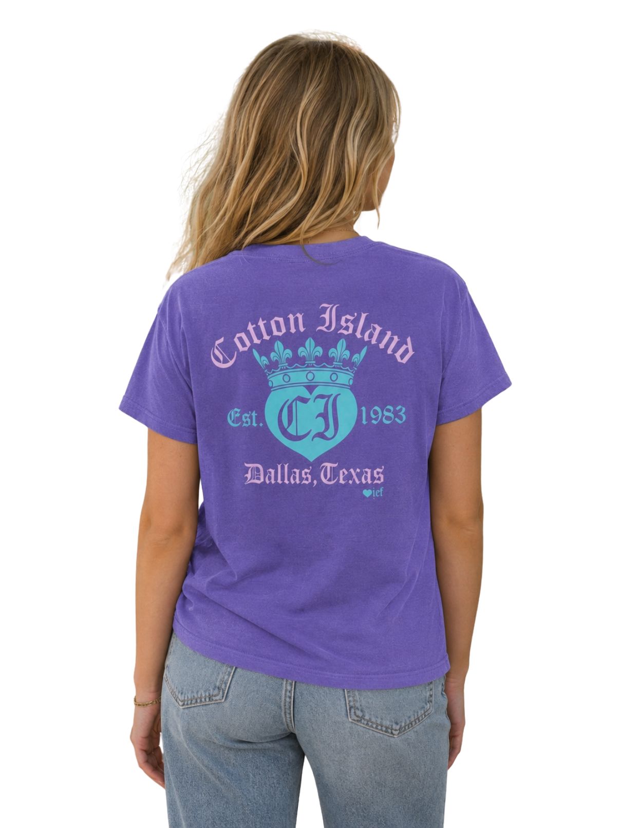 Cotton Island Tee in Violet with Turquoise/Lavender Orchid