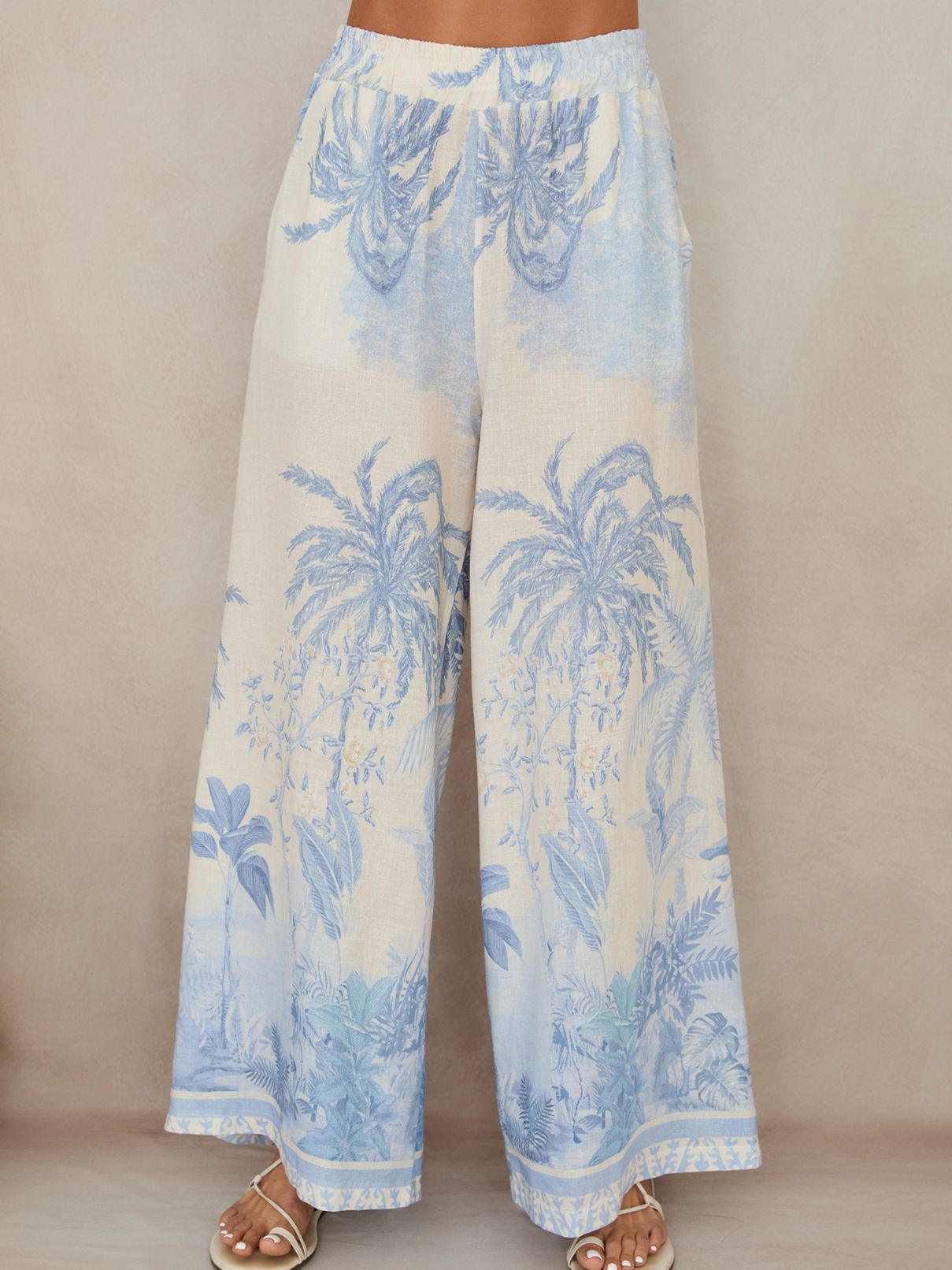 Cotton Island Tropical Palm Wide Linen