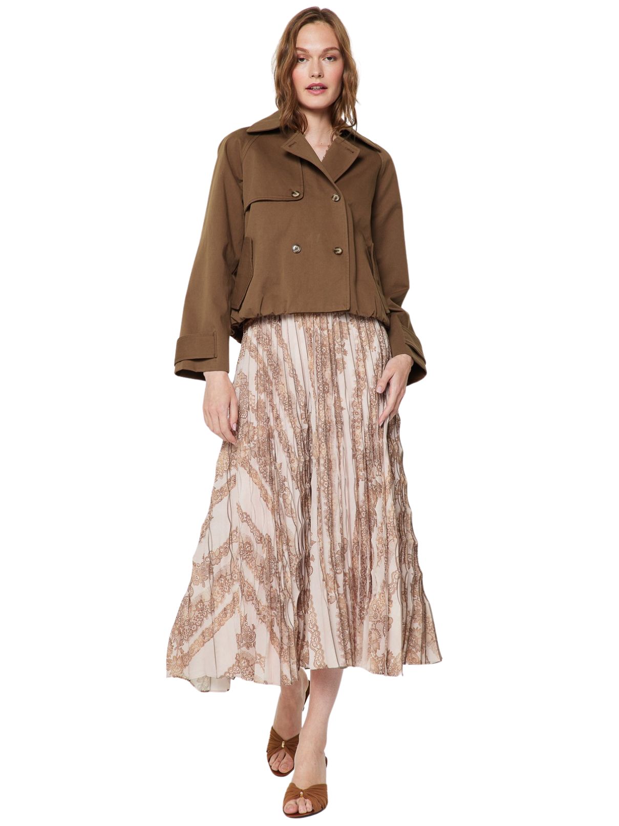 Current Air Printed Pleated Midi Skirt