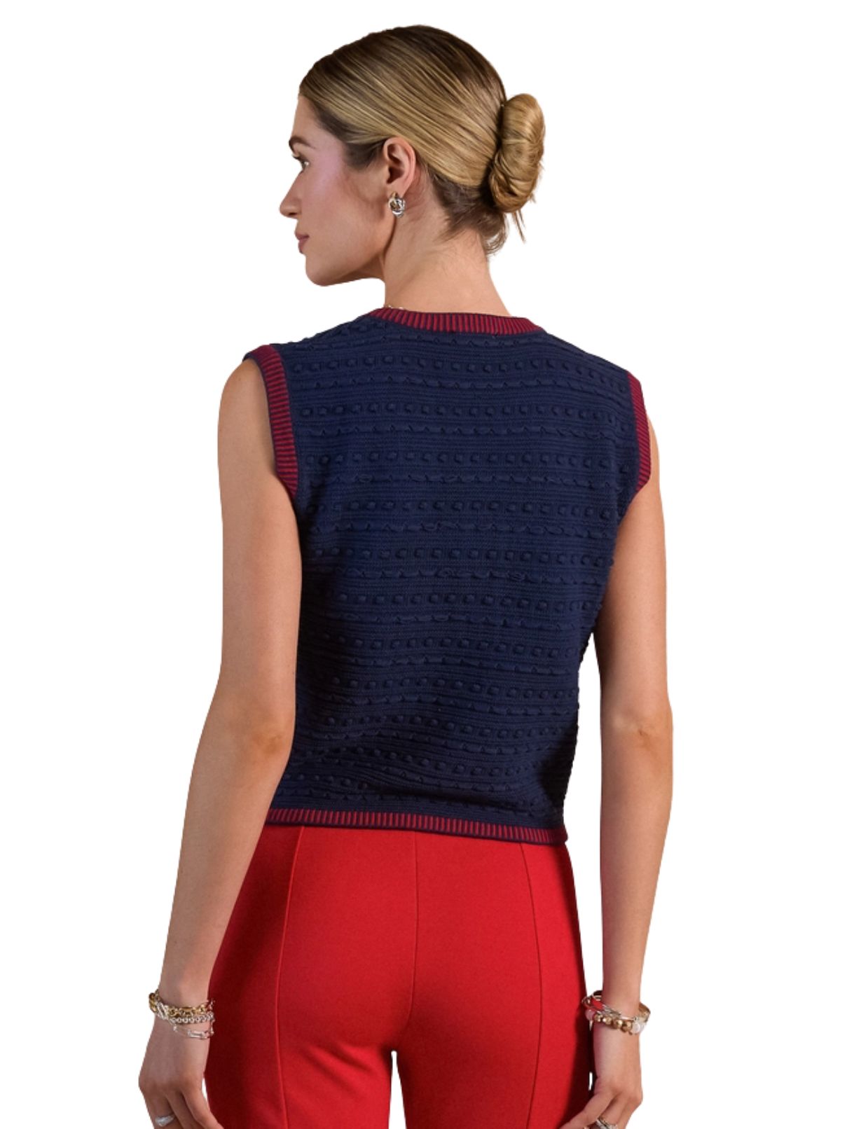 Current Air Scoop-Neck Button-Up Sweater Vest