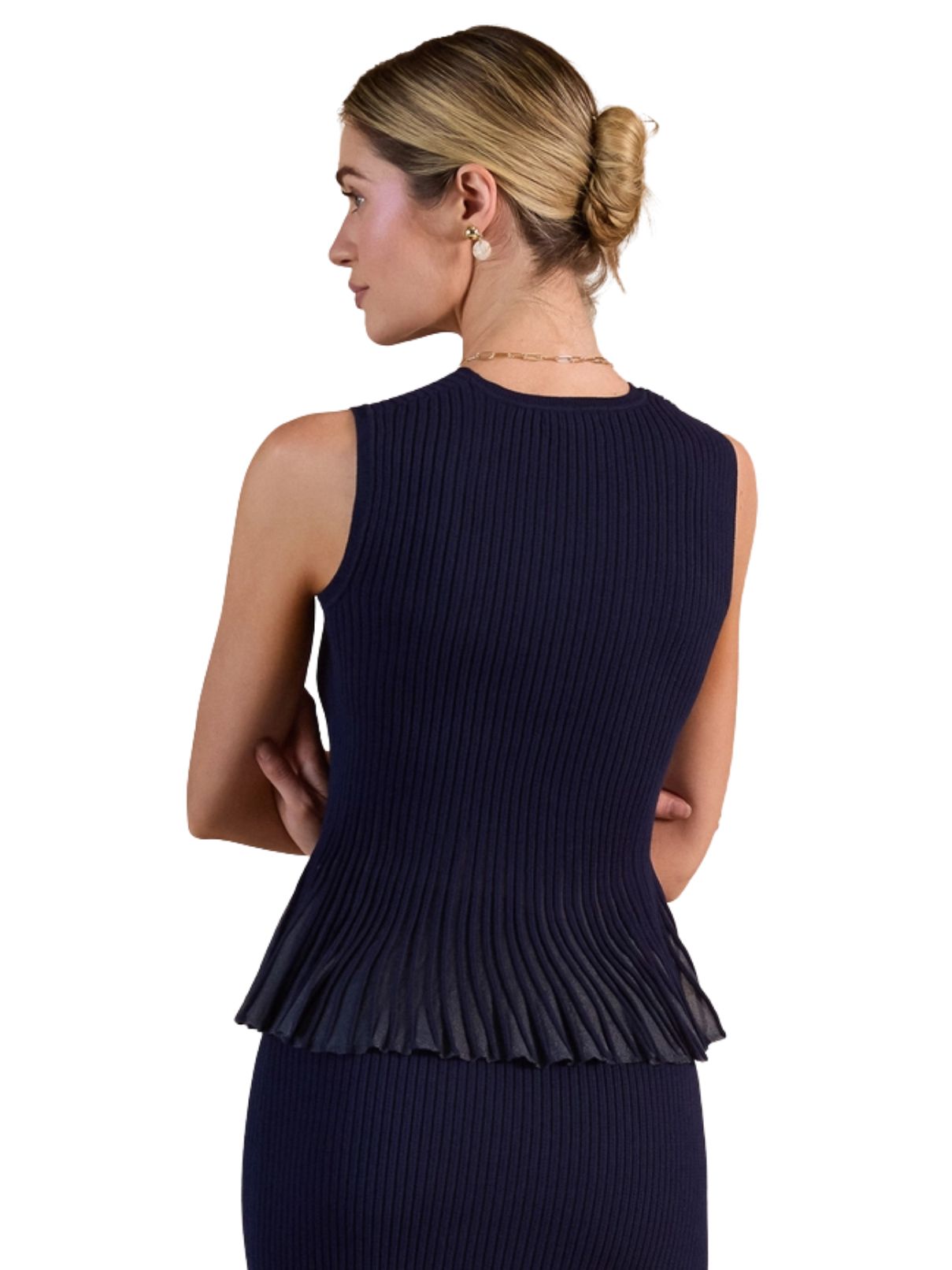 Current Air Sweater Peplum Tank Top – Navy 