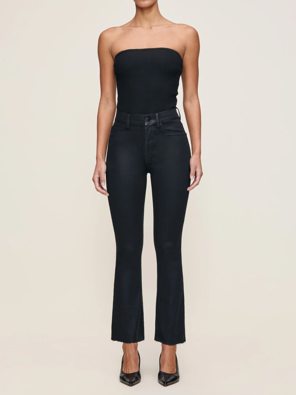 DL 1961 Denim Bridget Boot Hr Crop Jean in Black Coated