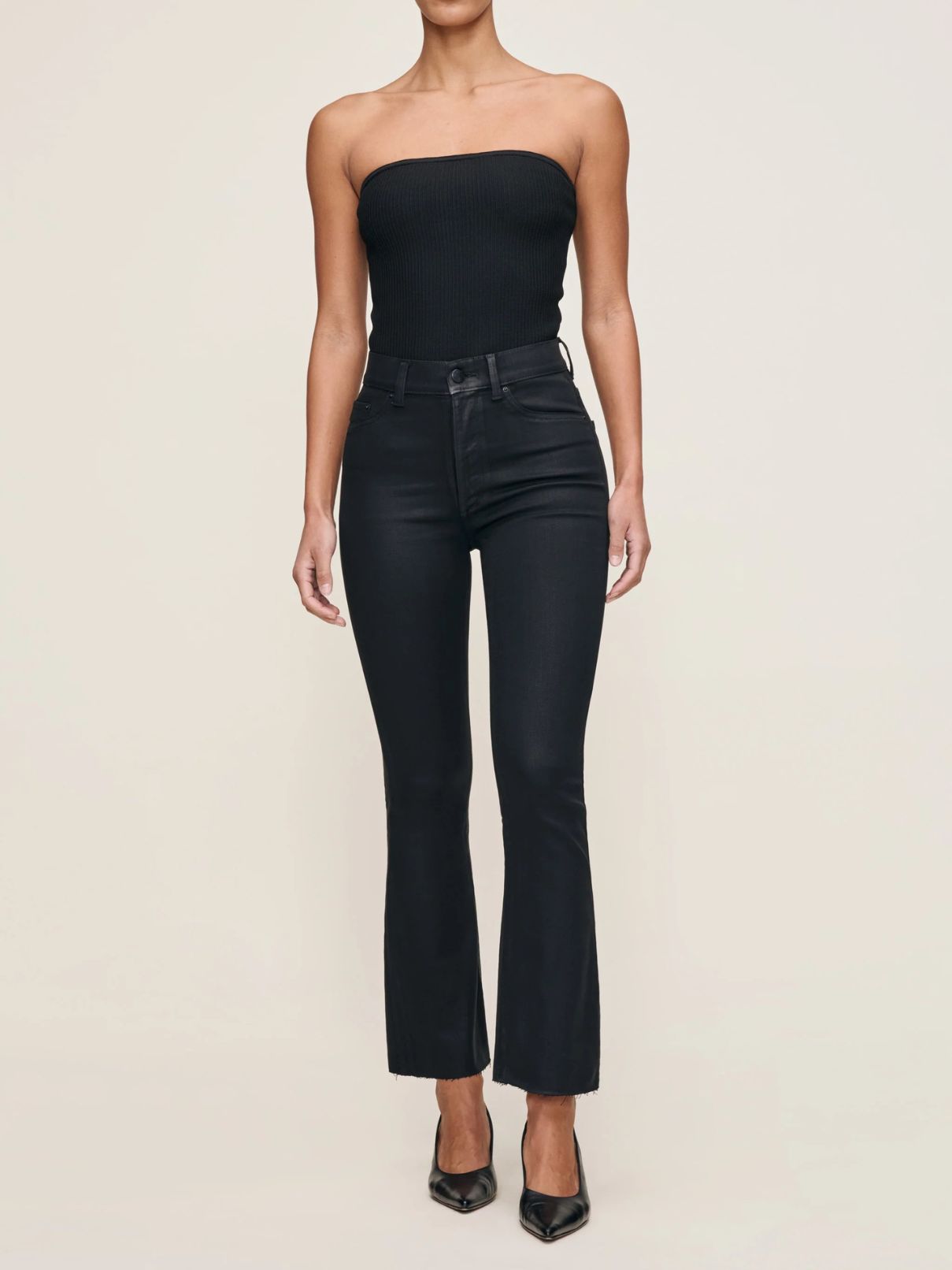 DL 1961 Denim Bridget Boot Hr Crop Jean in Black Coated