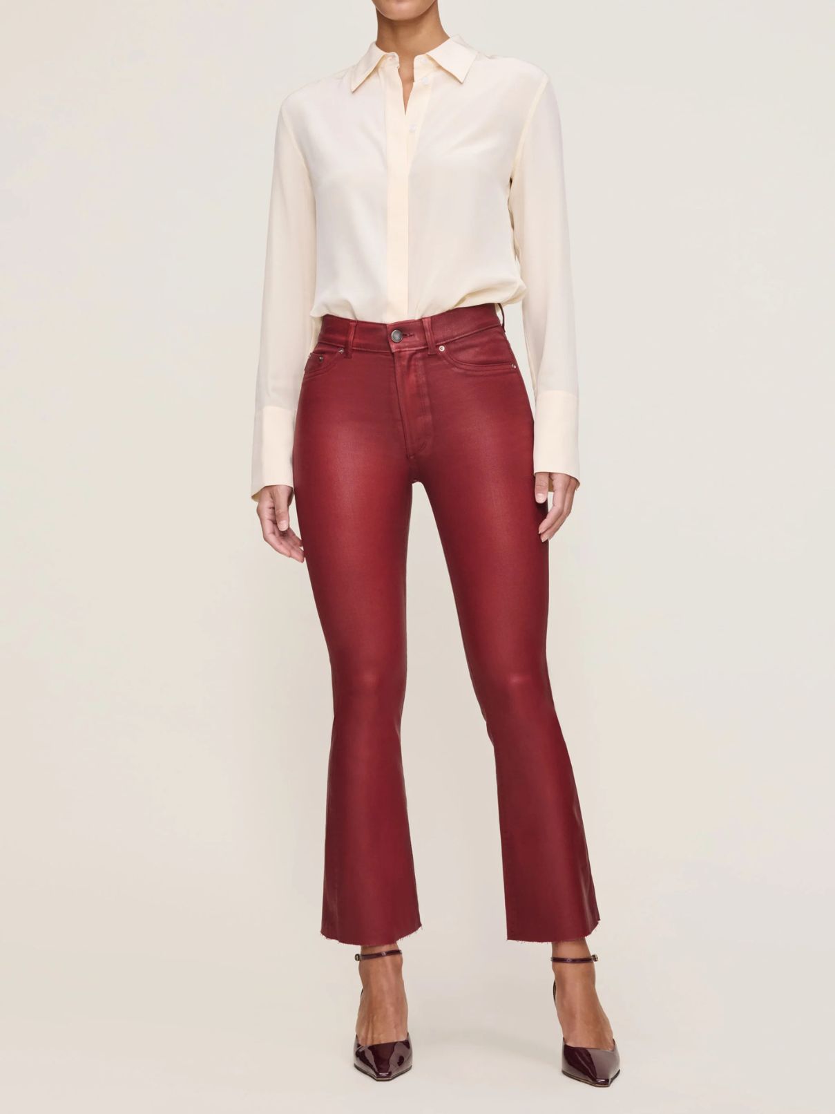 DL 1961 Denim Bridget Boot Hr Crop Jean in Cherry Coated