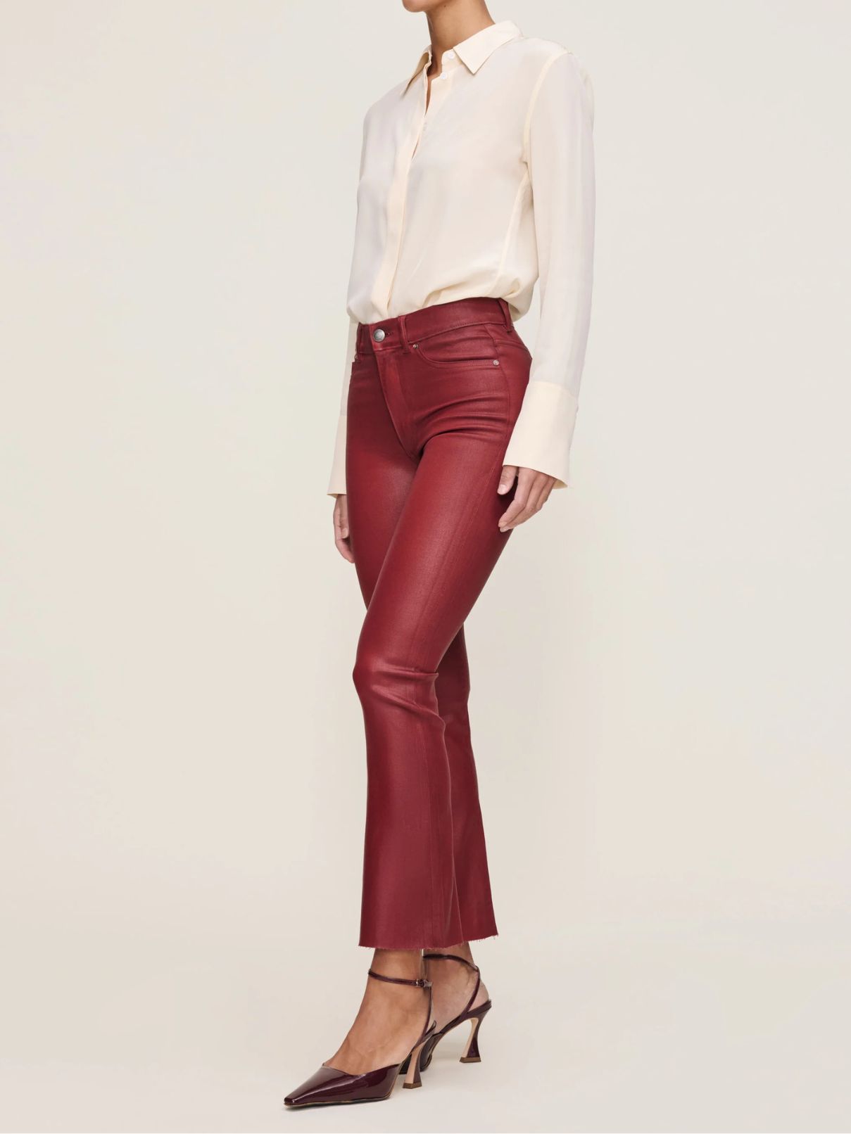 DL 1961 Denim Bridget Boot Hr Crop Jean in Cherry Coated