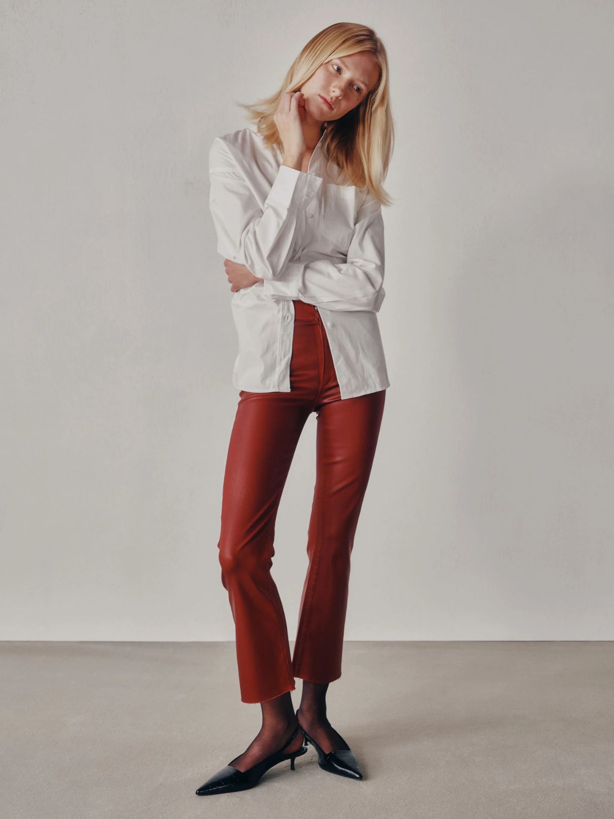 DL 1961 Denim Bridget Boot Hr Crop Jean in Cherry Coated