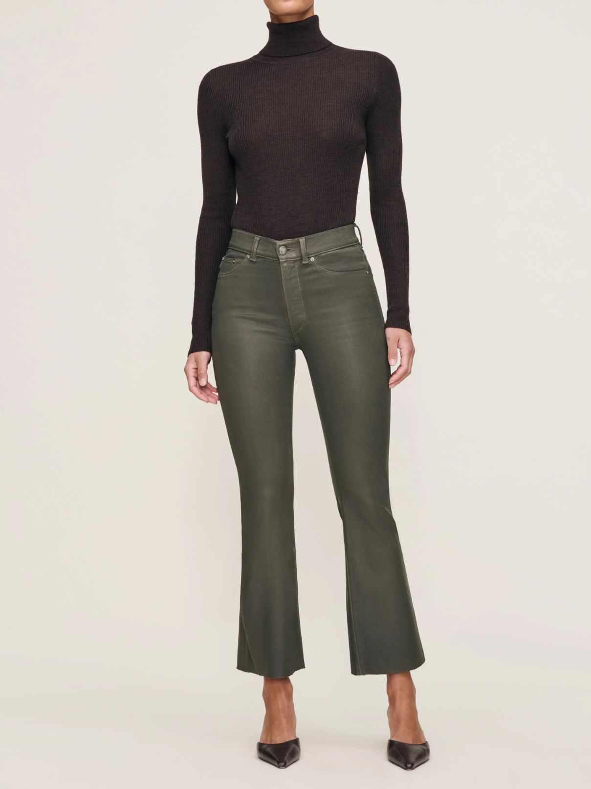 DL 1961 Denim  Bridget Boot Hr Crop Jean in Moss Coated