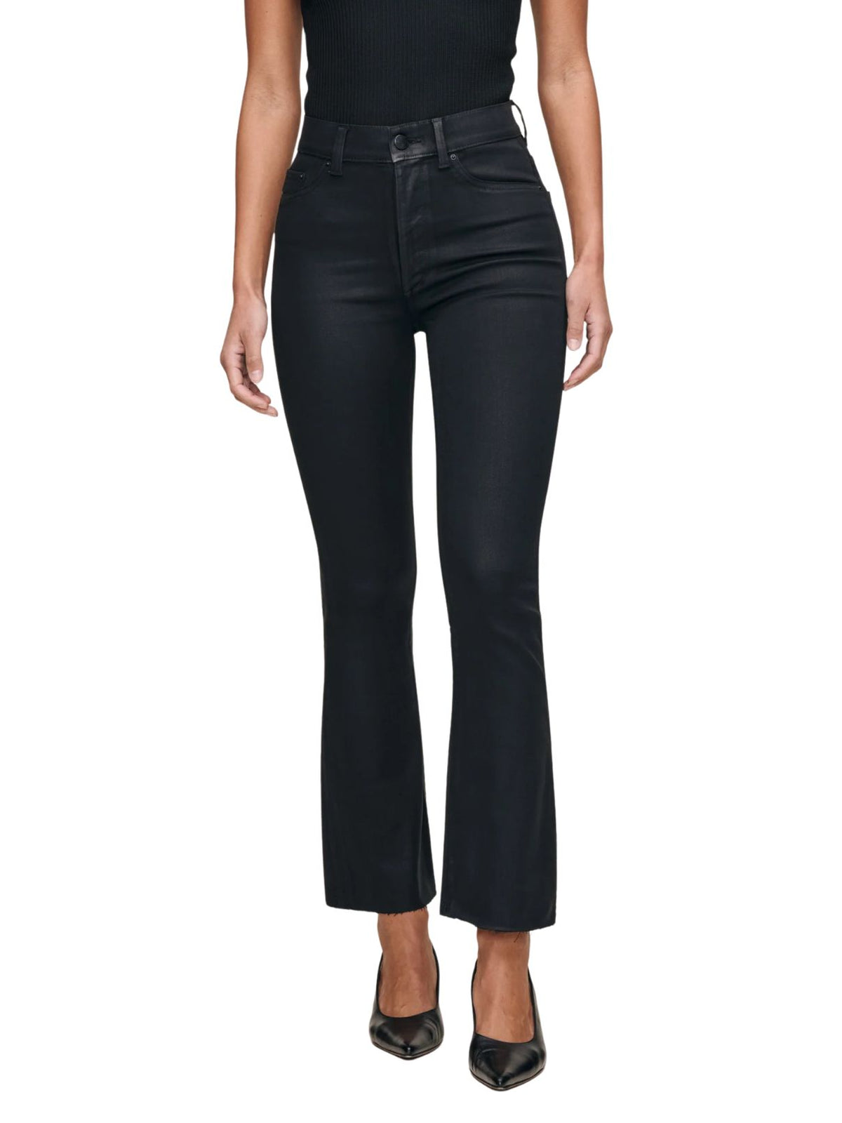 DL1961 Bridget Boot High Rise Instasculpt™ Crop Jeans in Black Coated