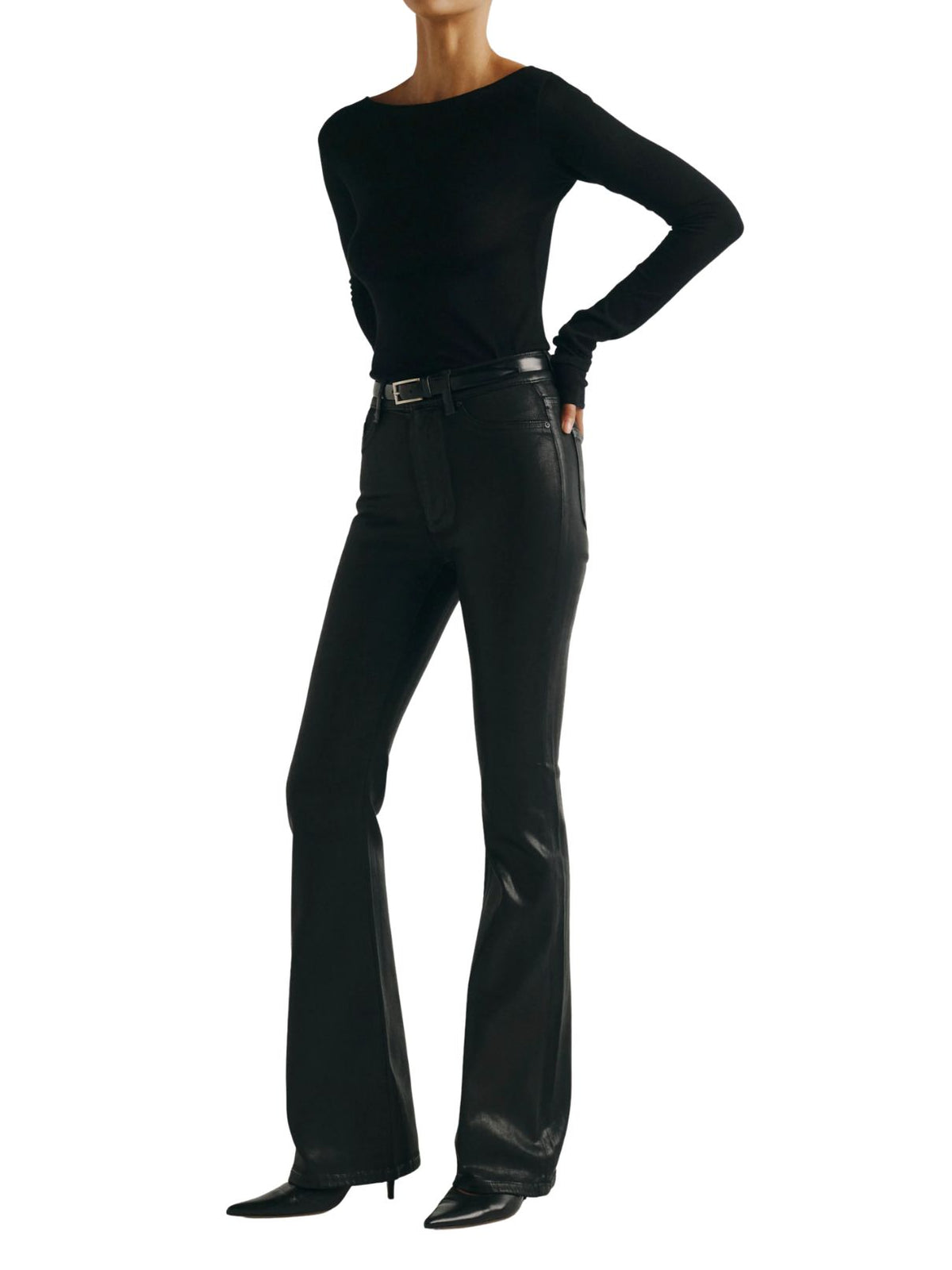 DL1961 Bridget Bootcut High Rise Instasculpt™ 33" Jeans in Black Coated