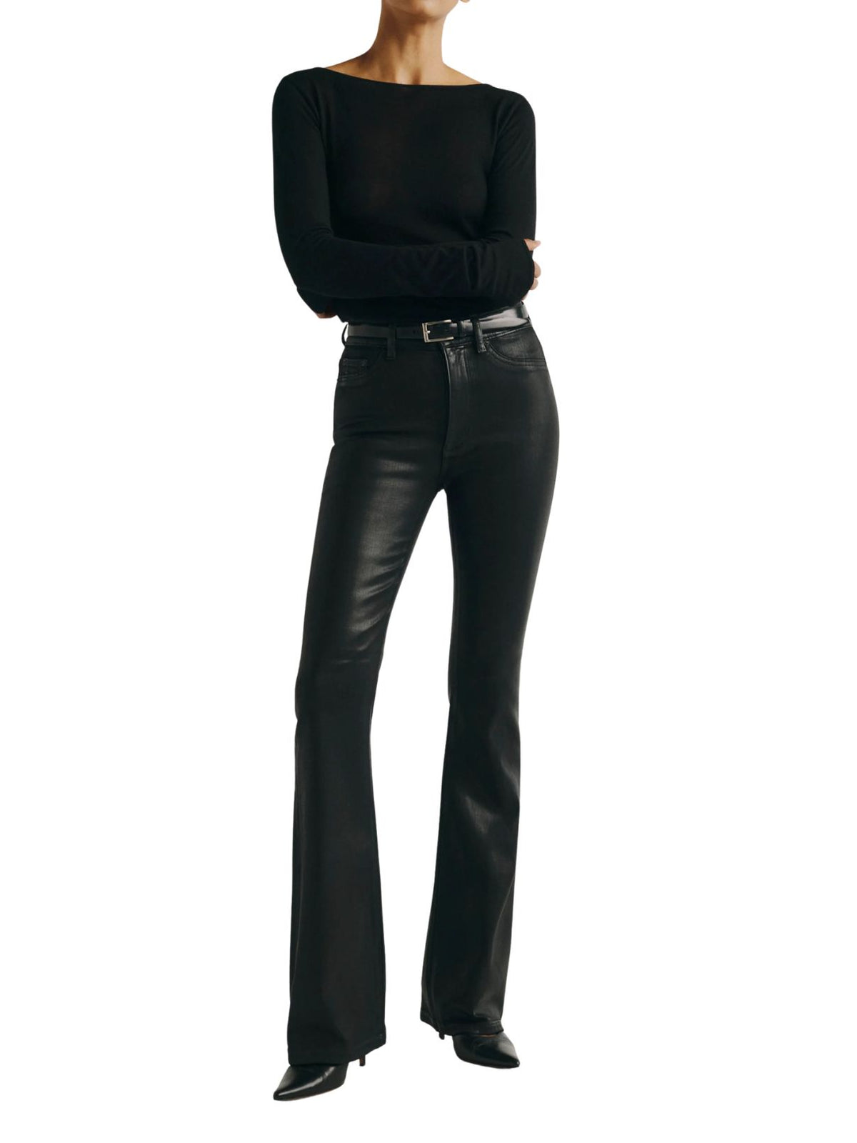 DL1961 Bridget Bootcut High Rise Instasculpt™ 33" Jeans in Black Coated