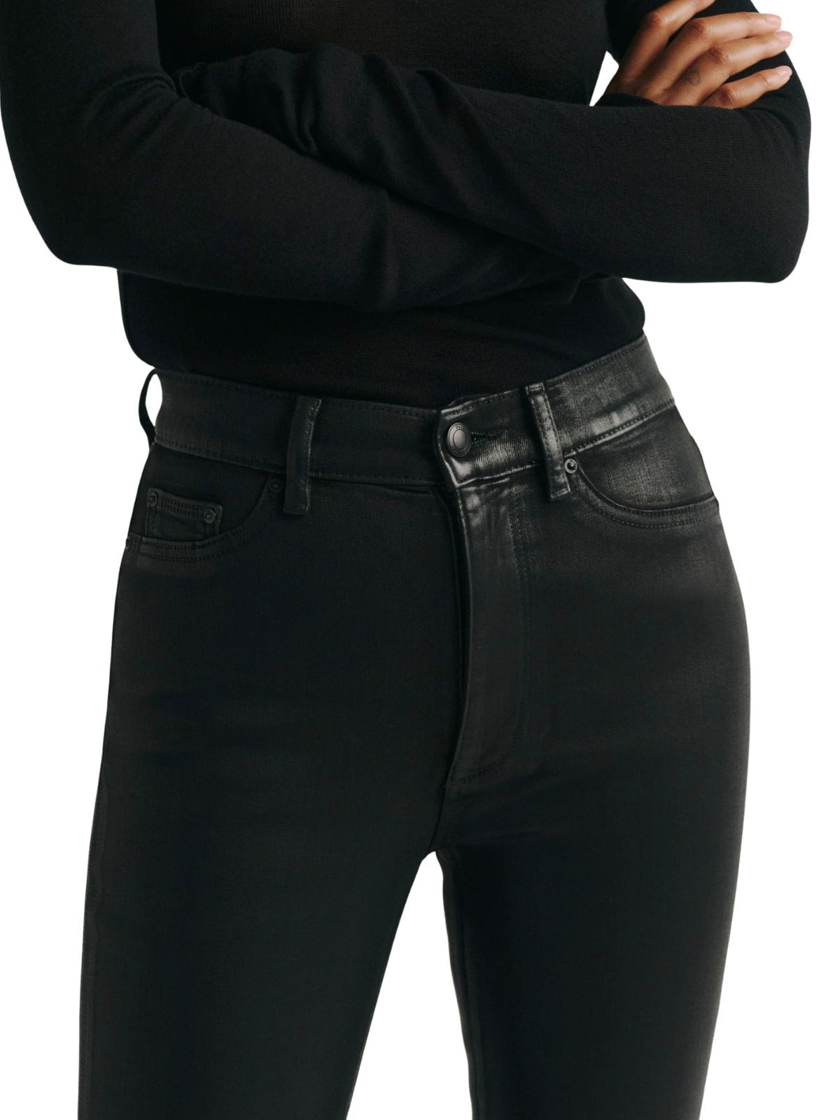 DL1961 Bridget Bootcut High Rise Instasculpt™ 33" Jeans in Black Coated
